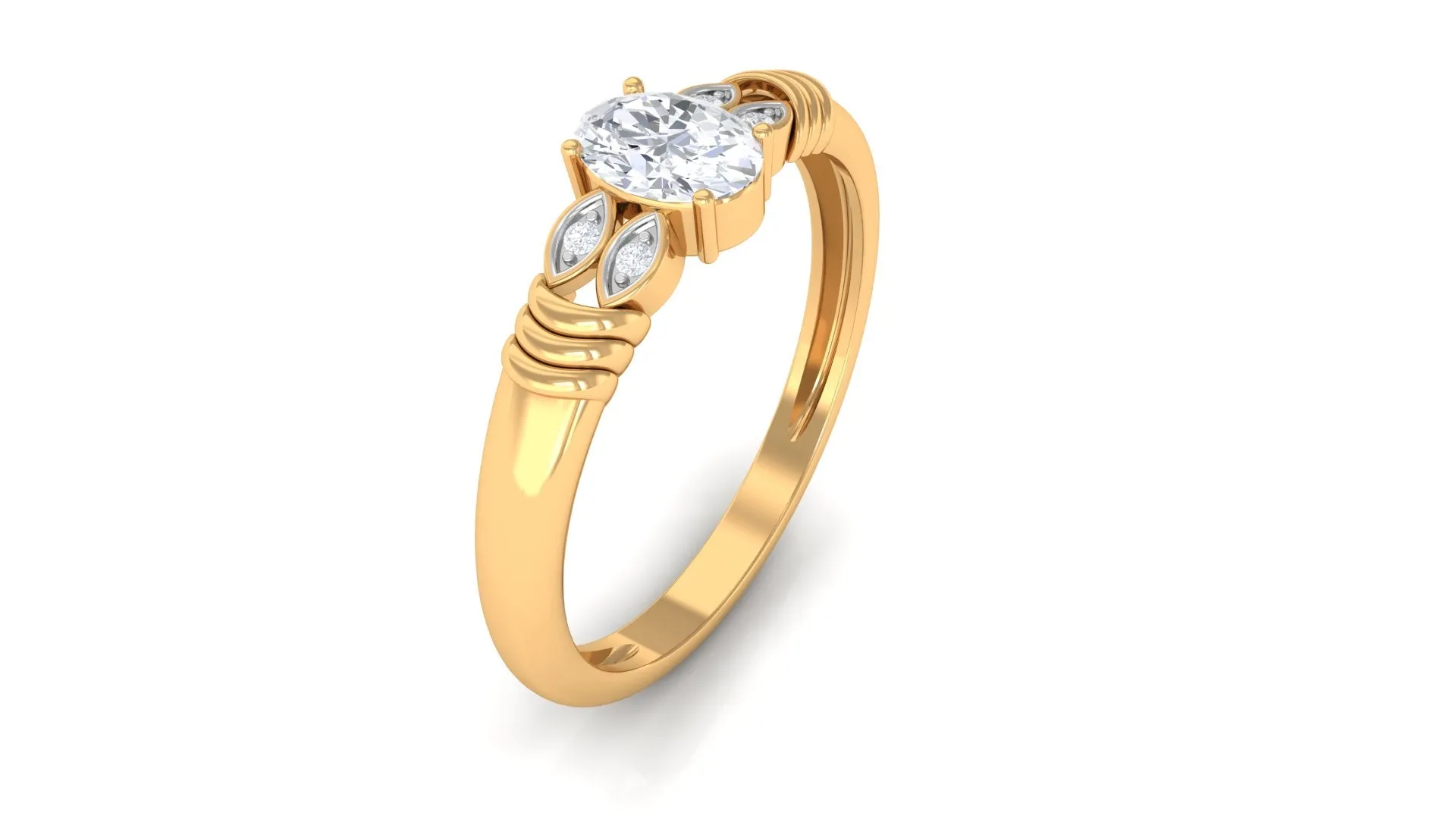 Oval Cut Real Diamond Solitaire Engagement Ring