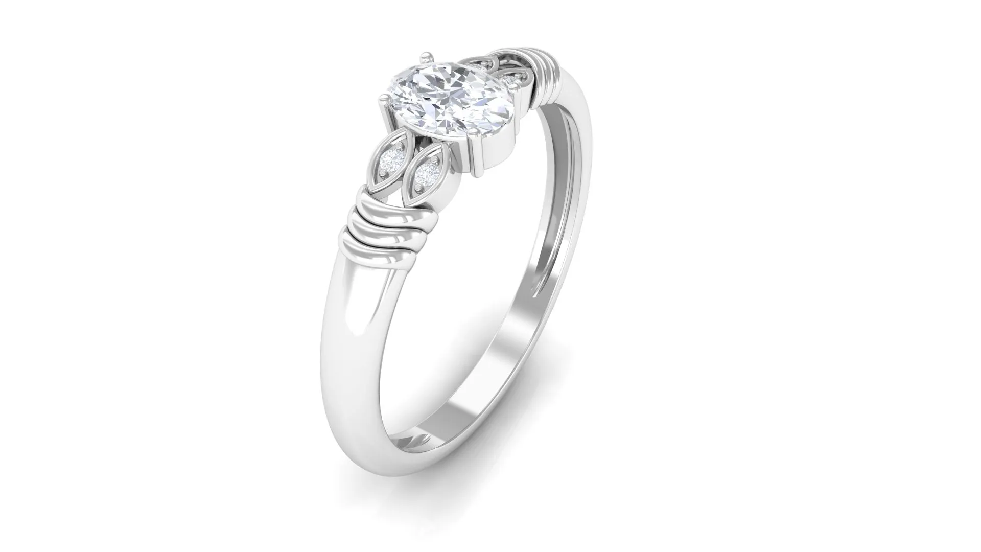 Oval Cut Real Diamond Solitaire Engagement Ring