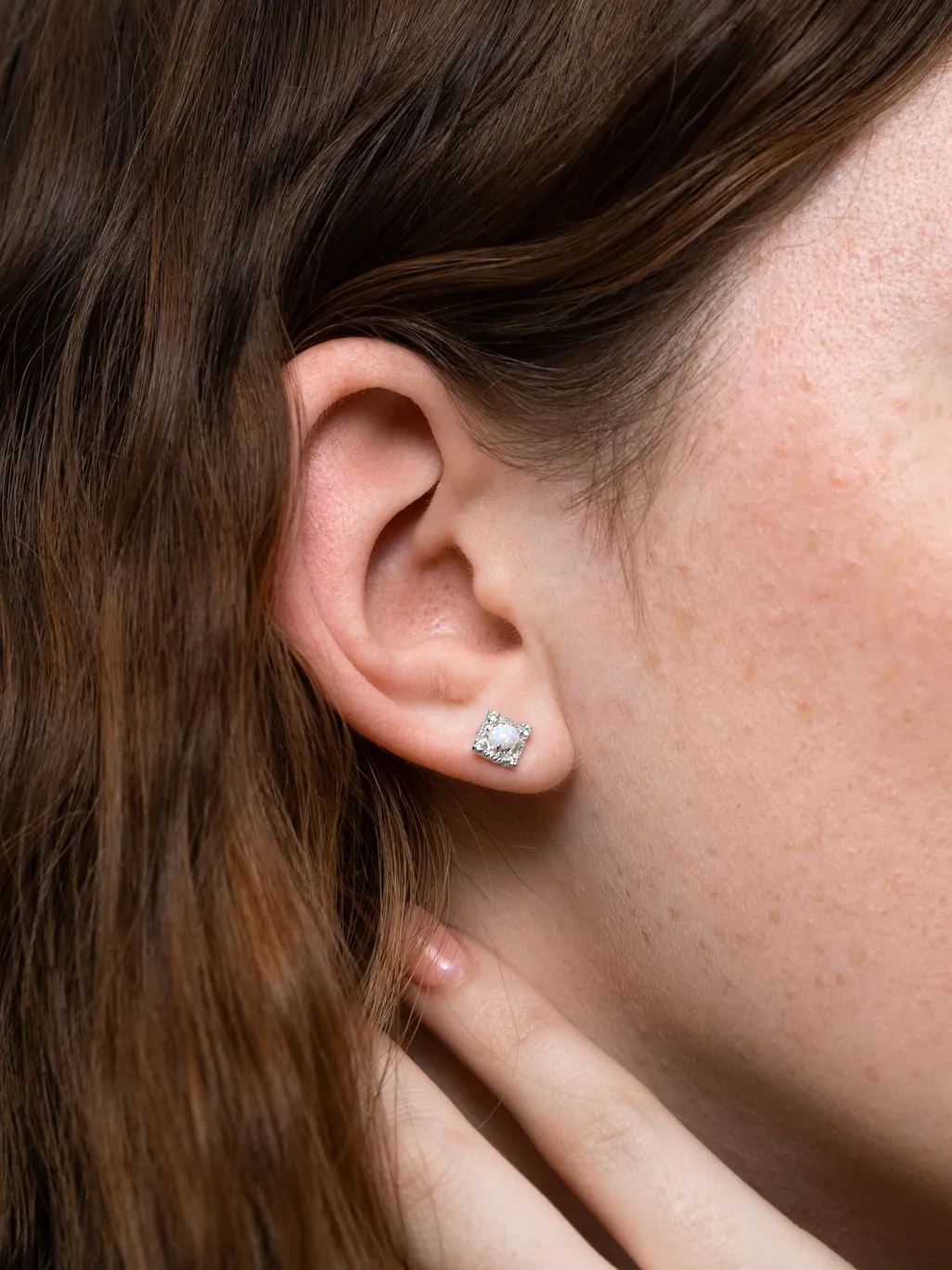 Oval Opal Halo Stud Earrings