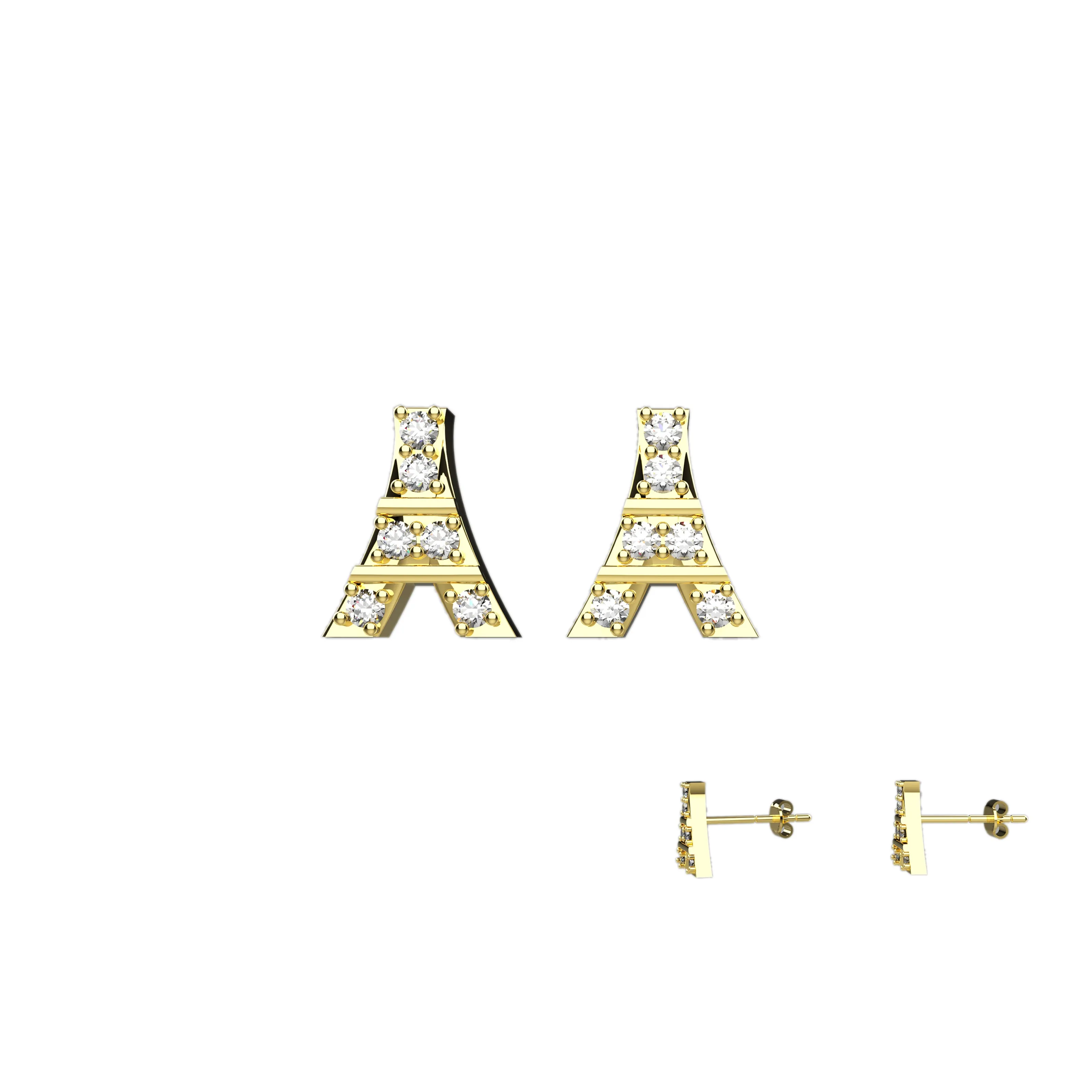Paris Eiffel Tower Clear Ear Studs