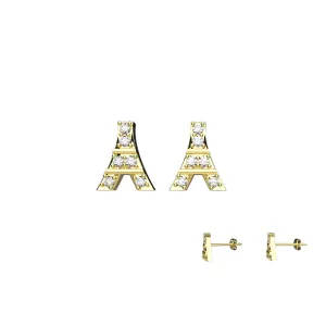 Paris Eiffel Tower Clear Ear Studs