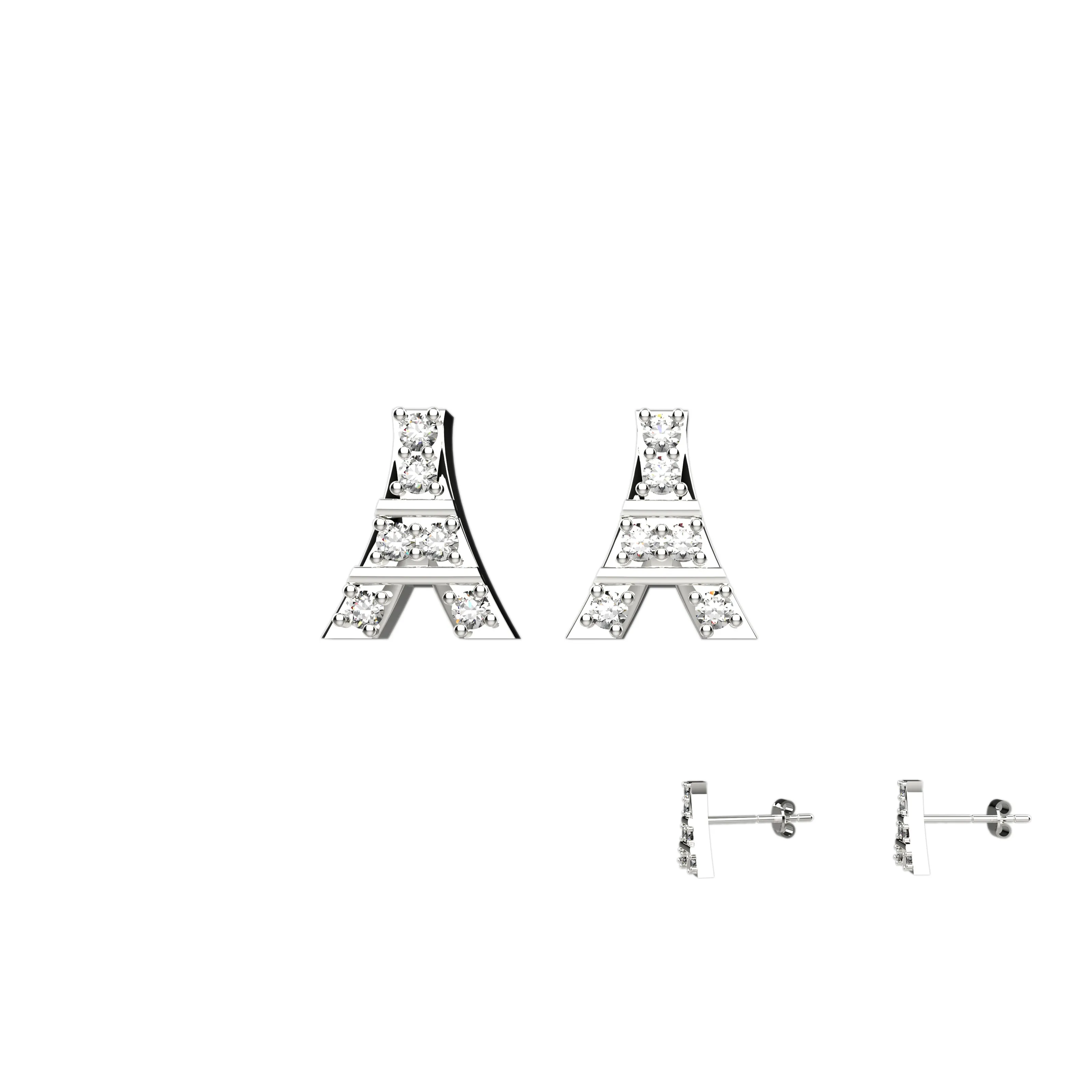 Paris Eiffel Tower Clear Ear Studs