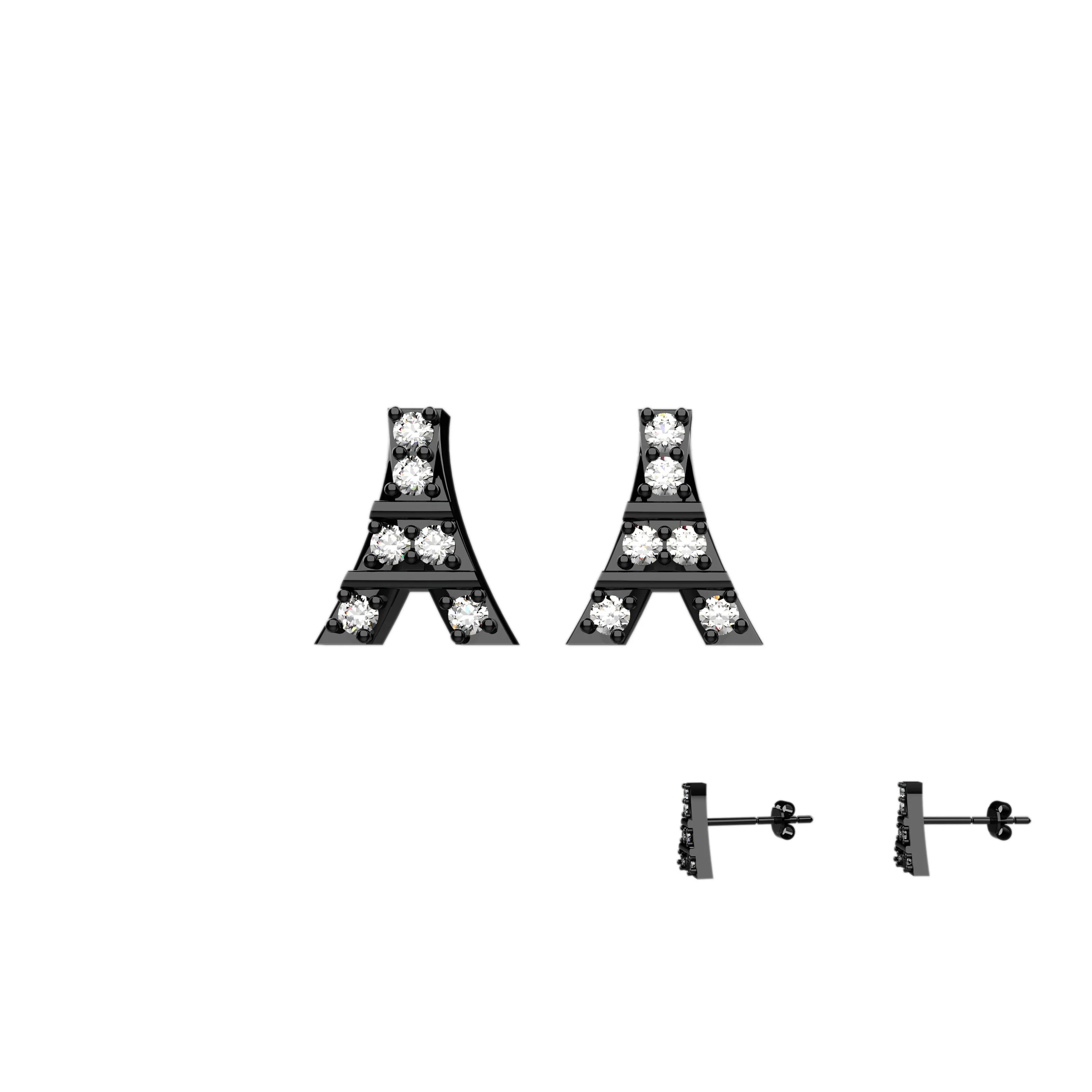 Paris Eiffel Tower Clear Ear Studs