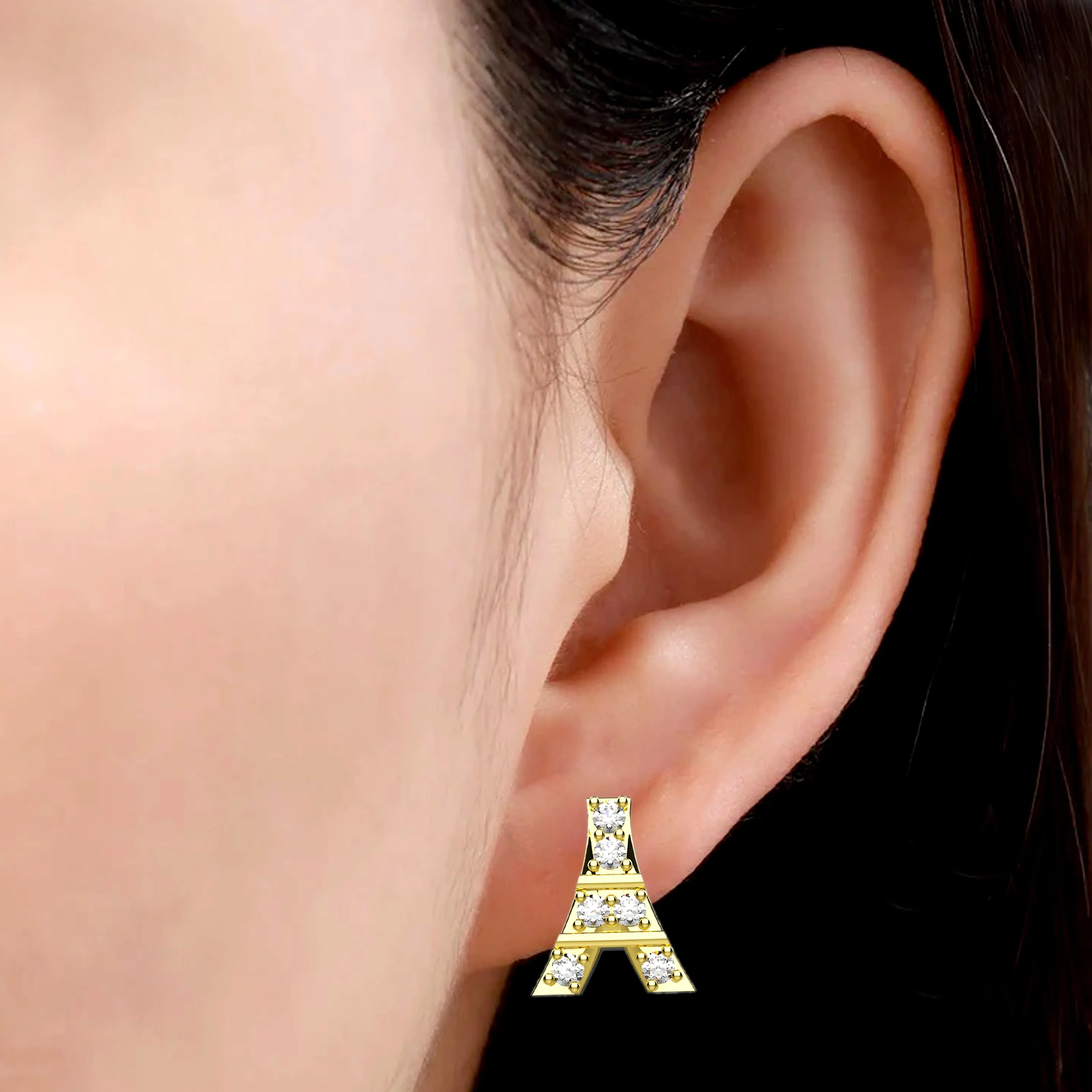 Paris Eiffel Tower Clear Ear Studs