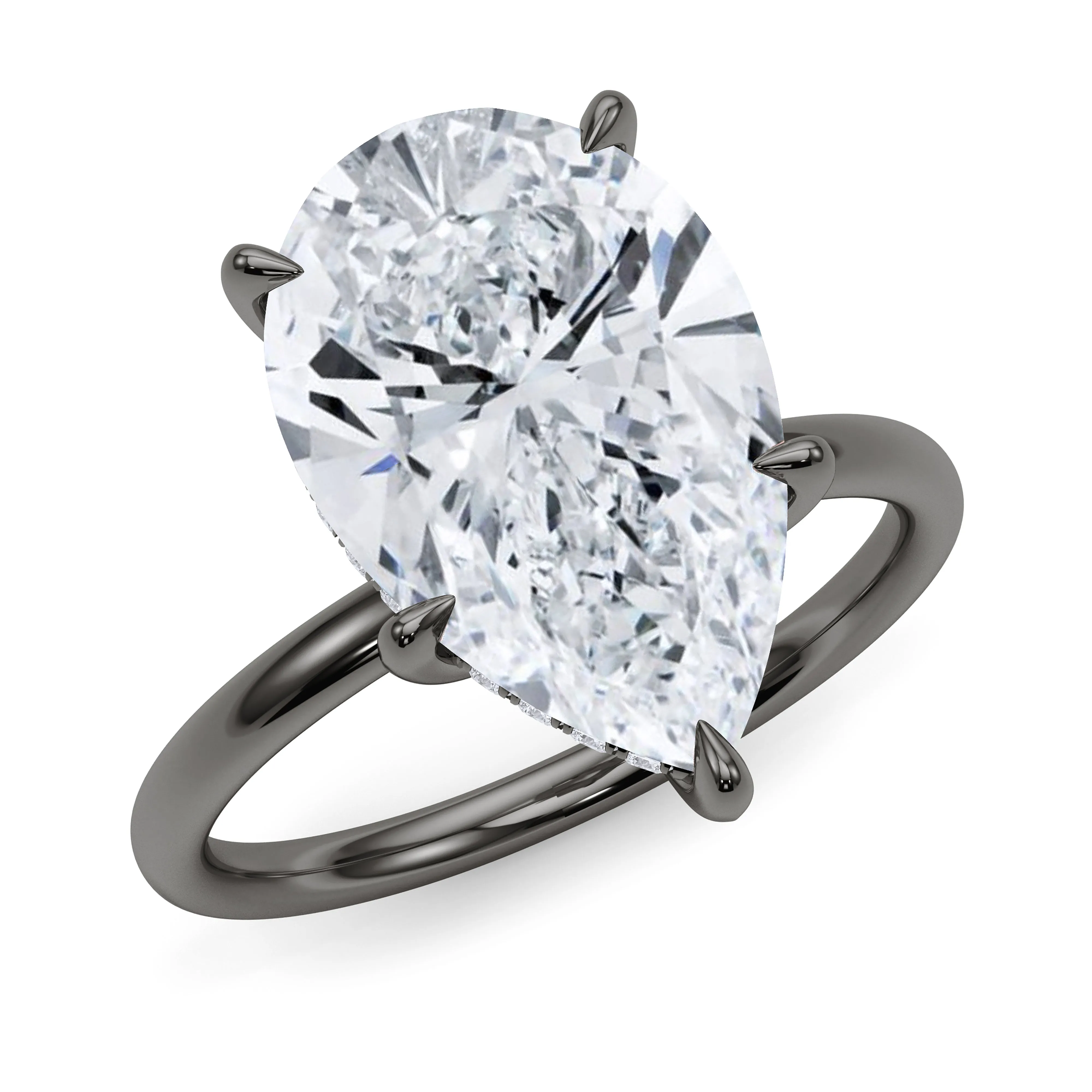 Pear Cut Hidden Halo Diamond Ring