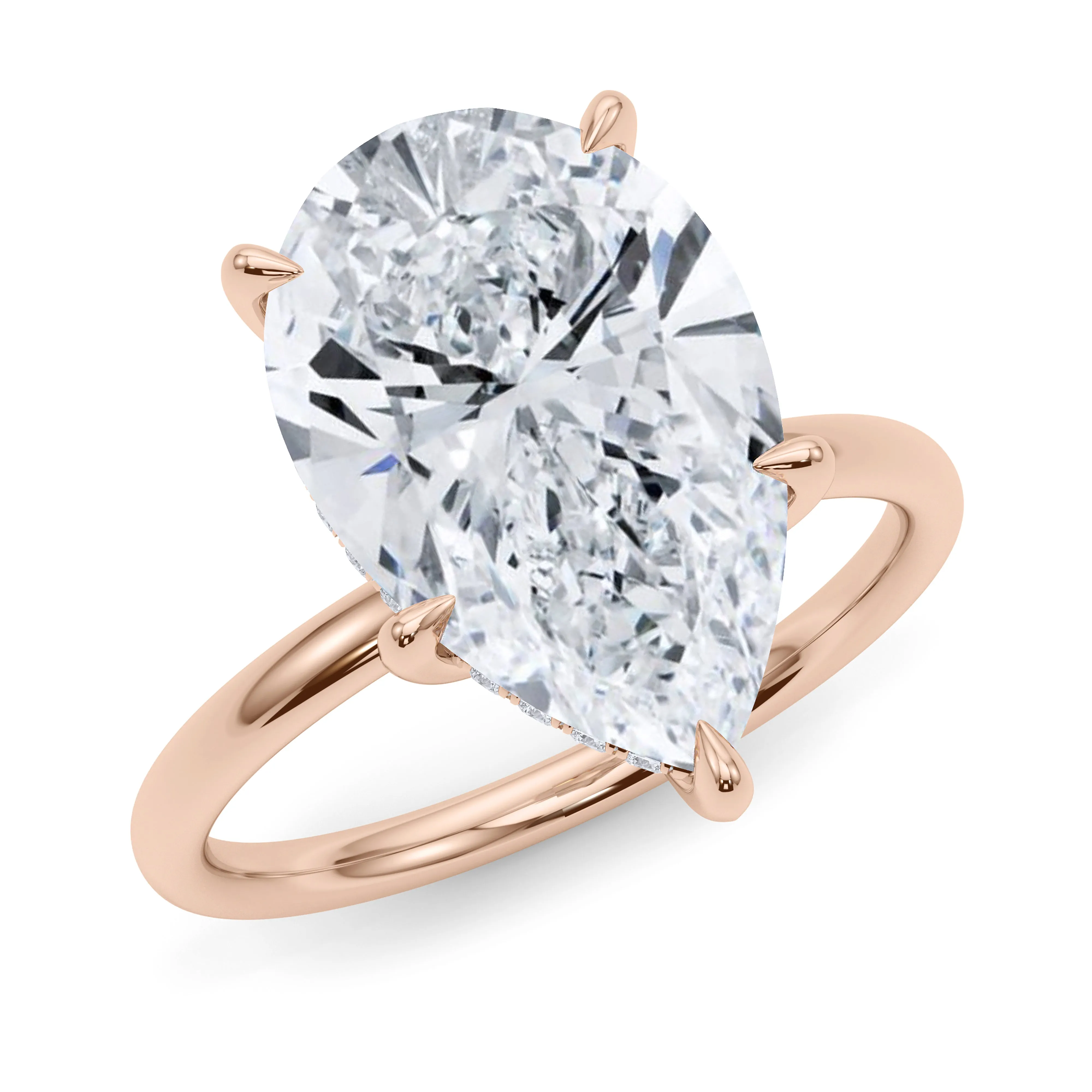 Pear Cut Hidden Halo Diamond Ring