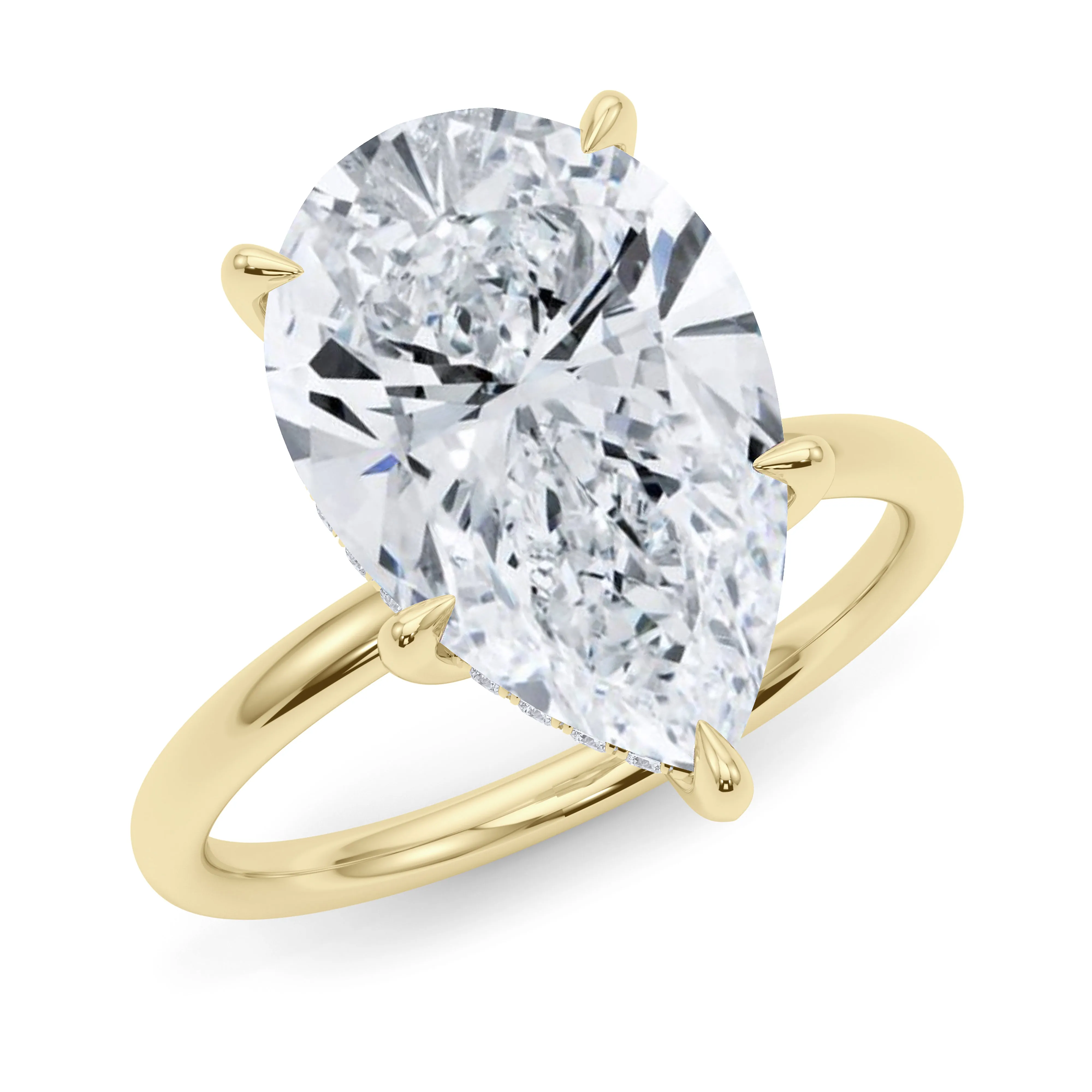 Pear Cut Hidden Halo Diamond Ring