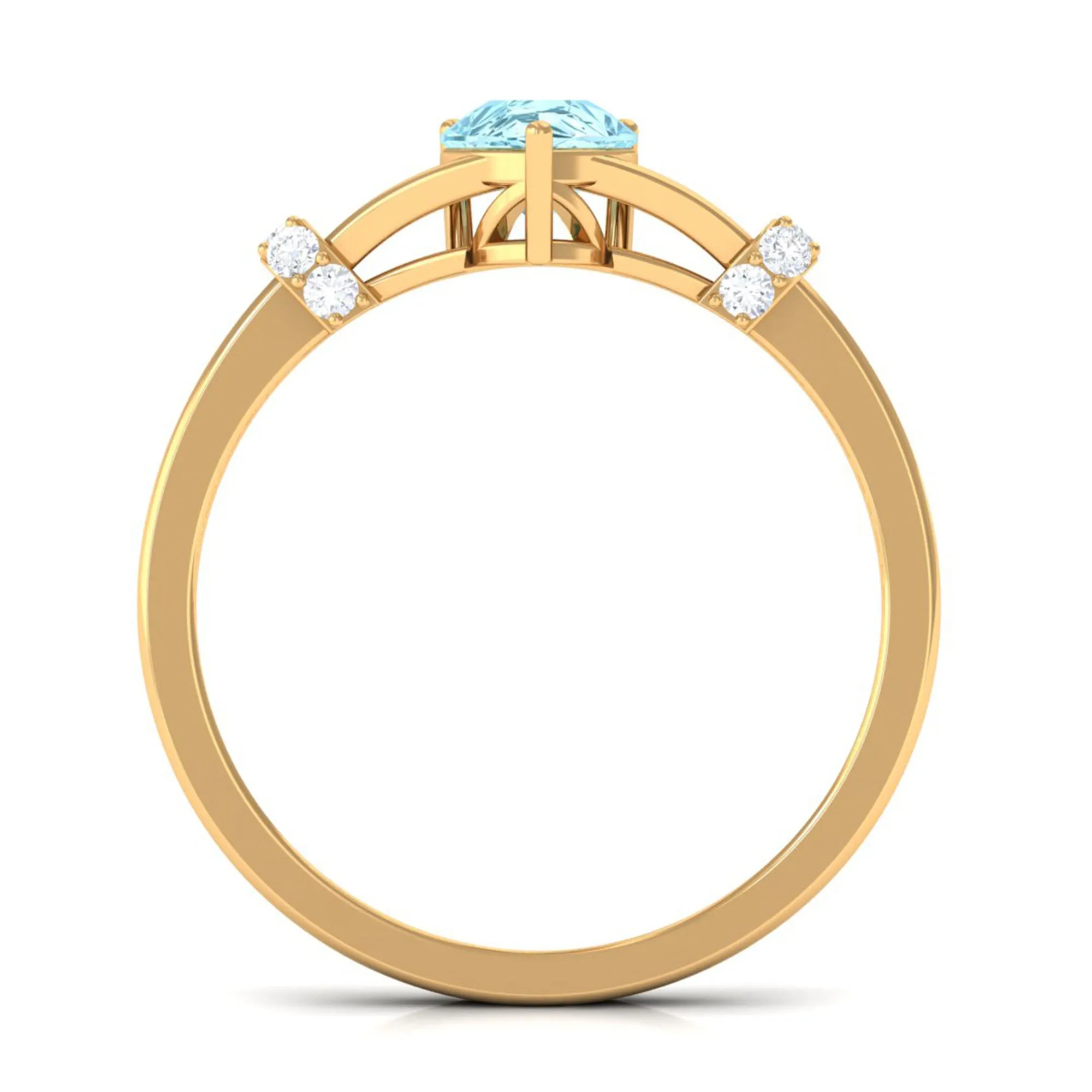 Pear Shape Aquamarine and Diamond Solitaire Ring in Split Shank