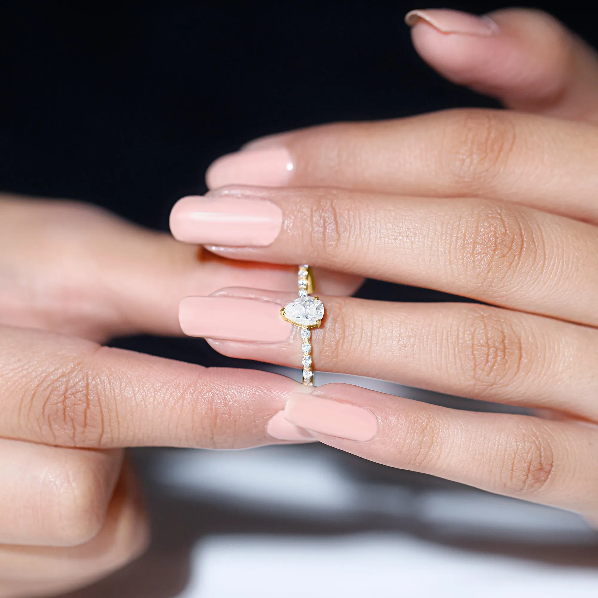 Pear Shape Solitaire Moissanite Promise Ring