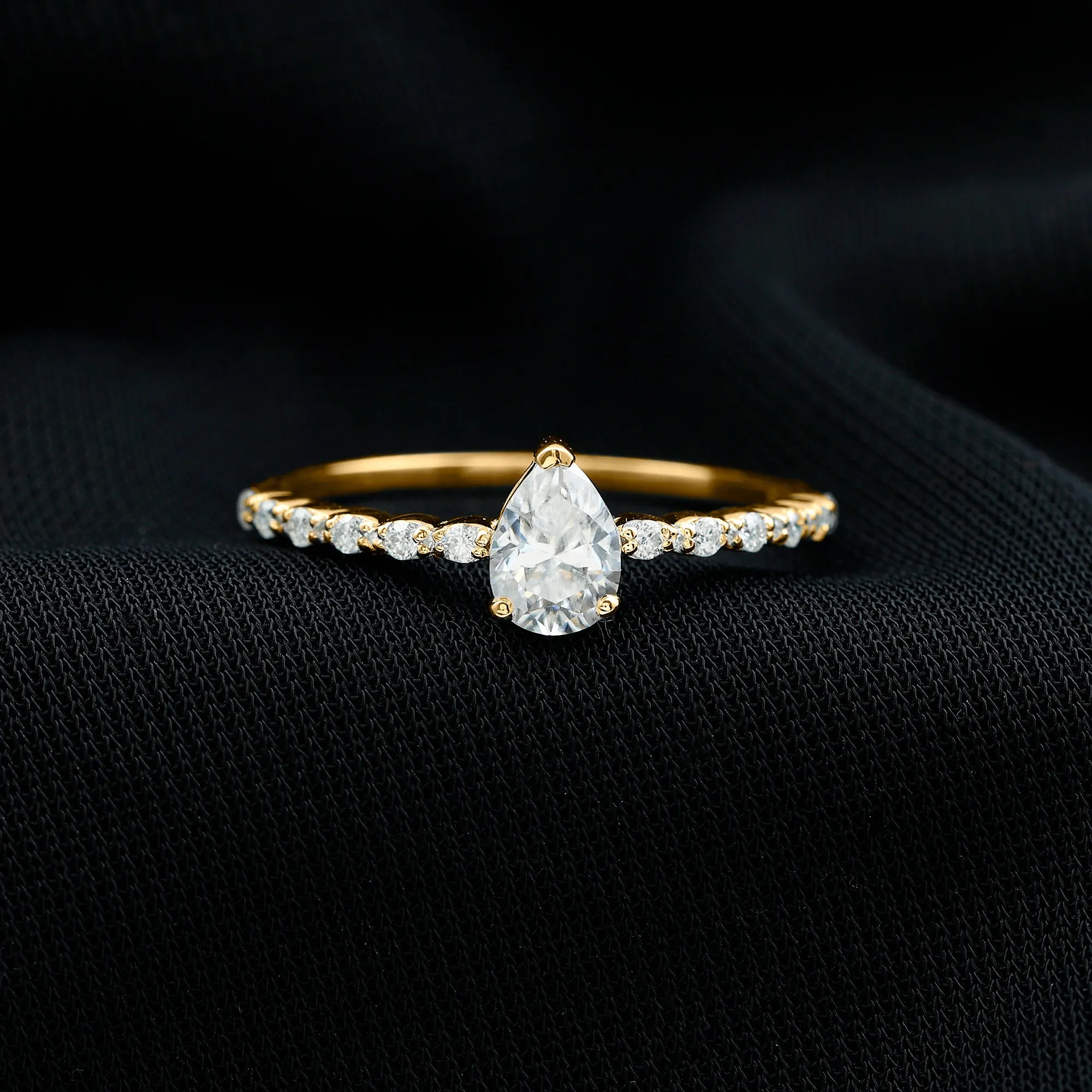 Pear Shape Solitaire Moissanite Promise Ring