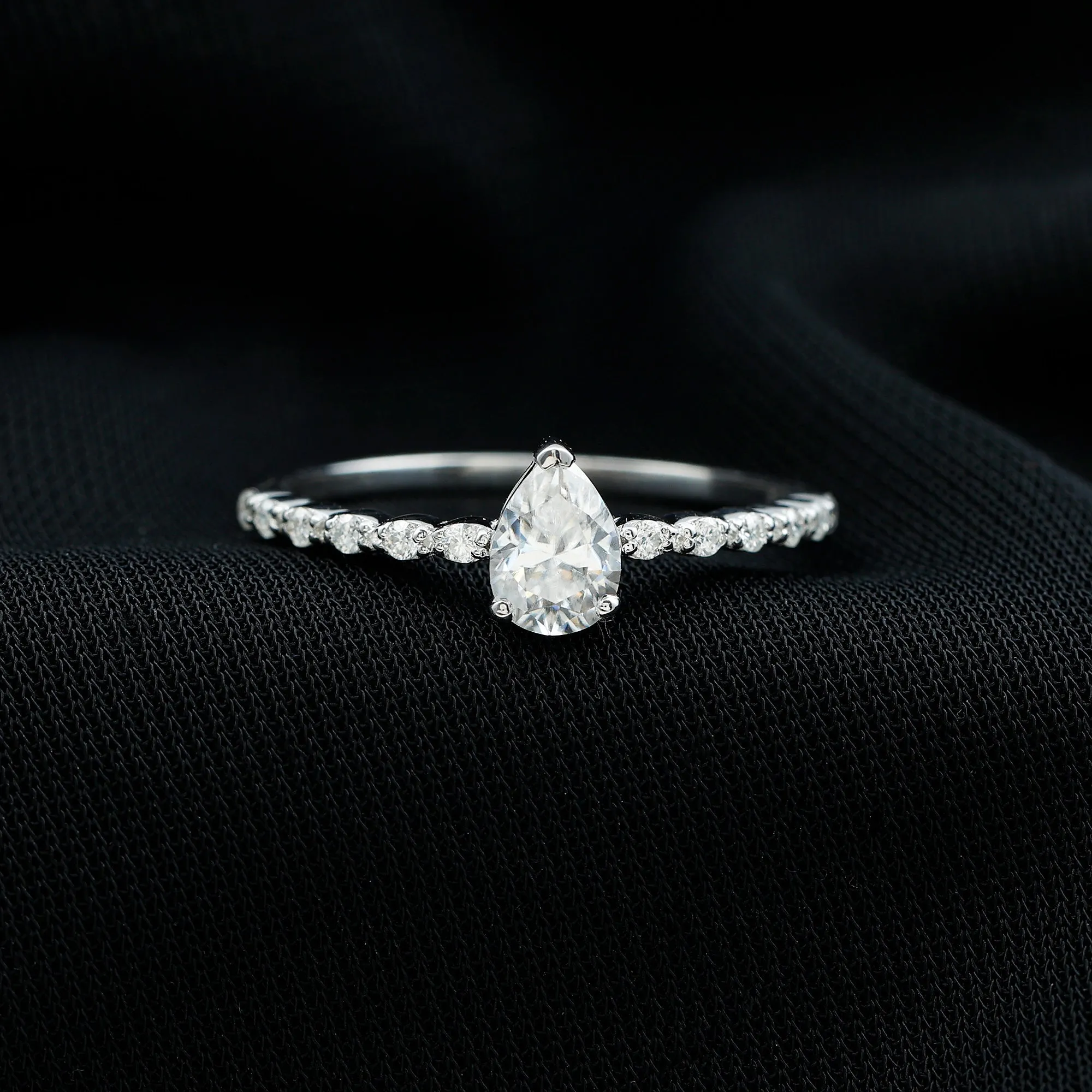 Pear Shape Solitaire Moissanite Promise Ring