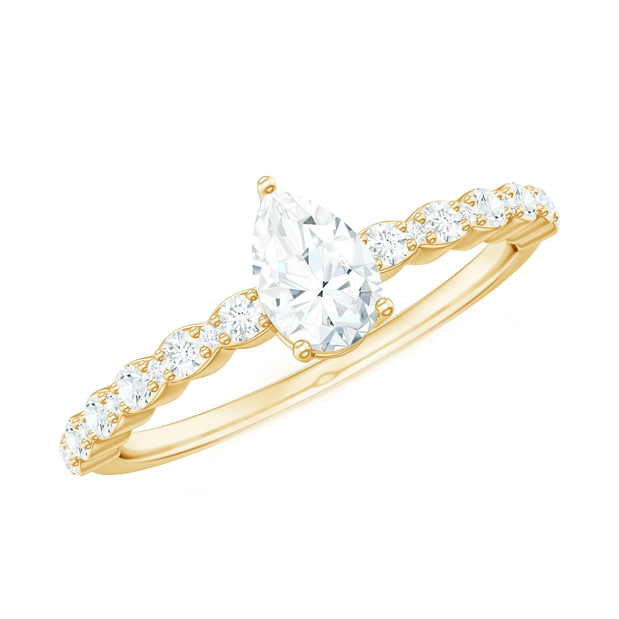 Pear Shape Solitaire Moissanite Promise Ring