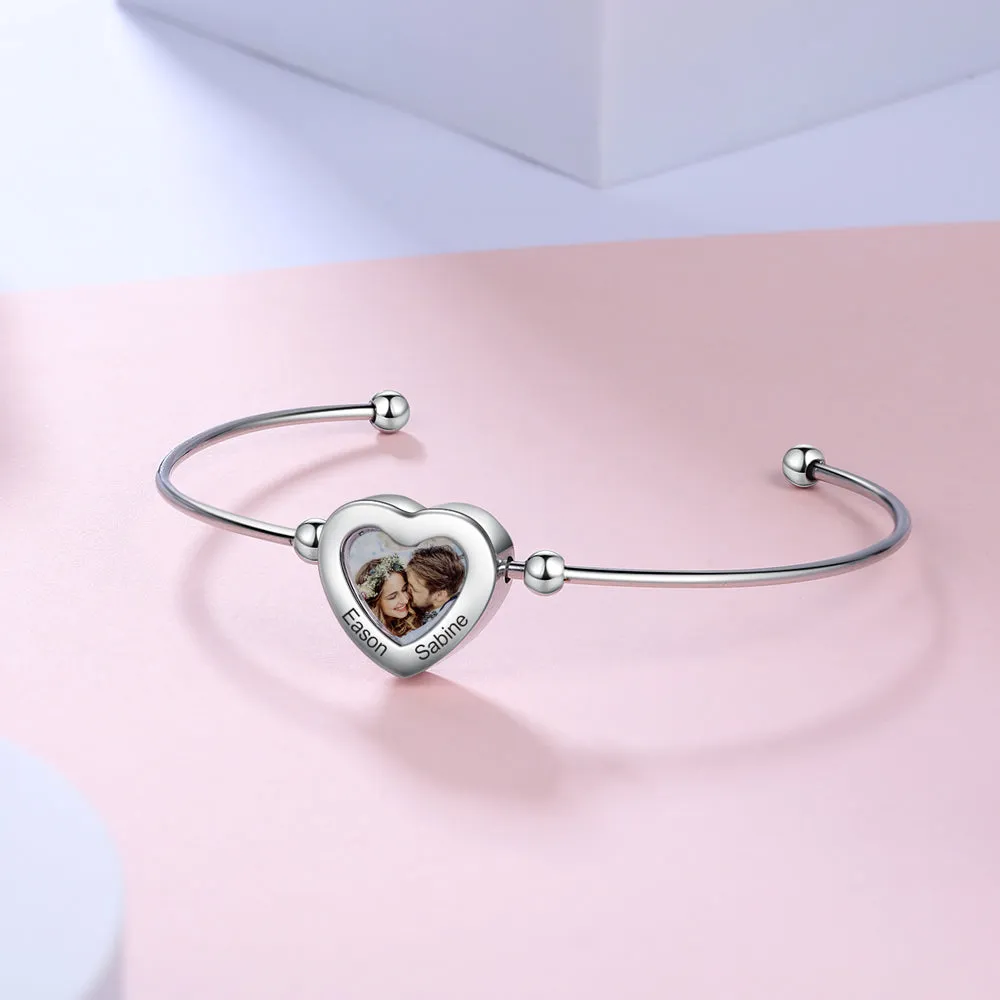 Personalized Heart Photo Charm Bracelet - Gifts For Women