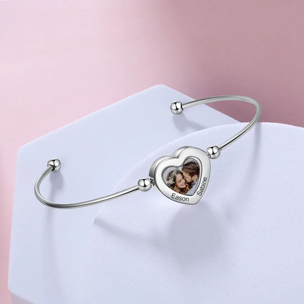 Personalized Heart Photo Charm Bracelet - Gifts For Women