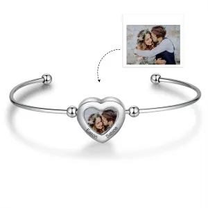 Personalized Heart Photo Charm Bracelet - Gifts For Women
