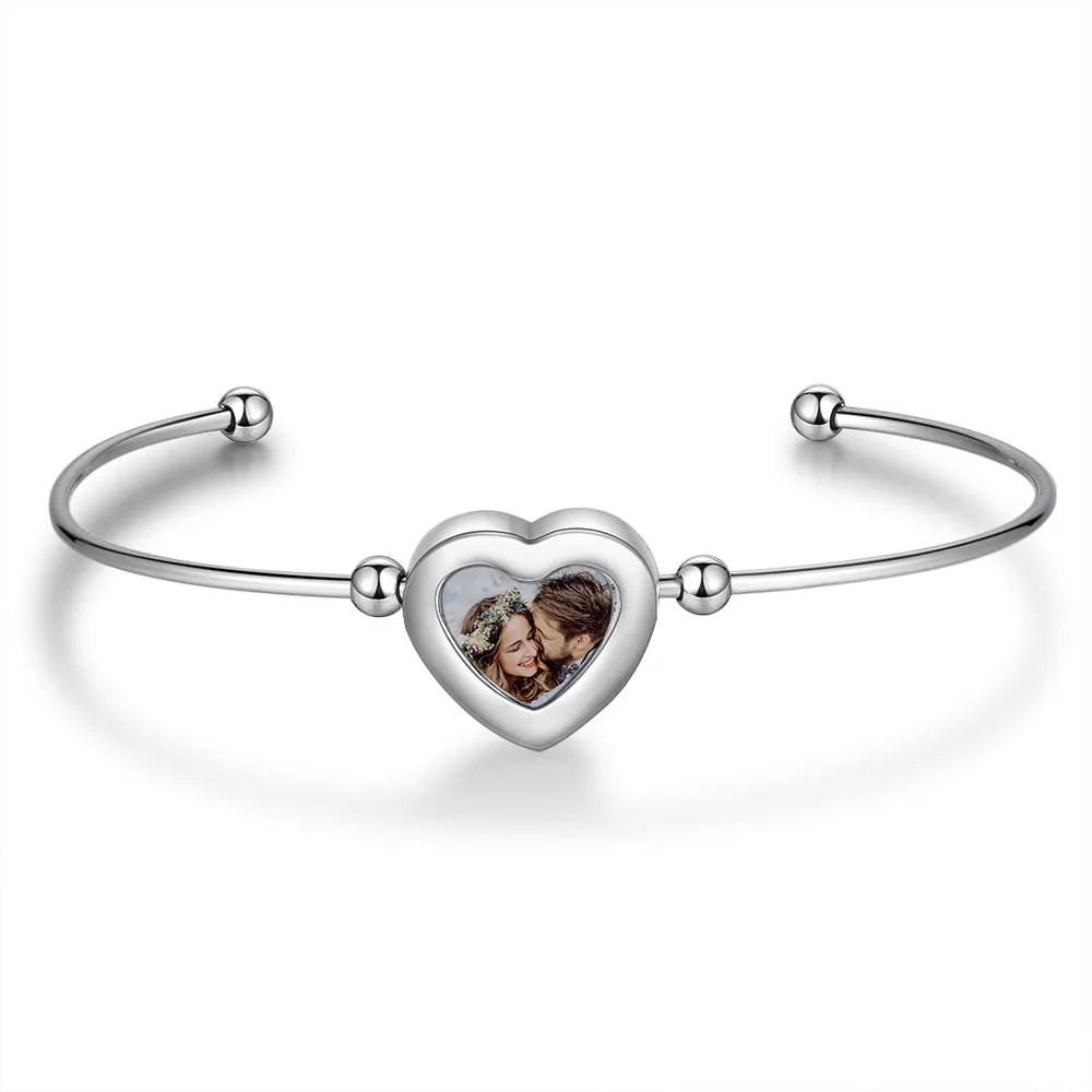 Personalized Heart Photo Charm Bracelet - Gifts For Women