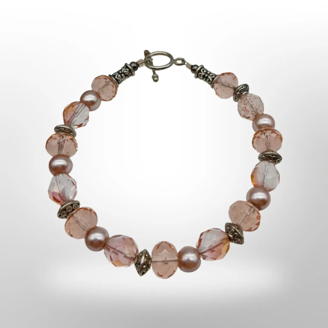 Pink Beaded, Bracelet - Spare Time Creations