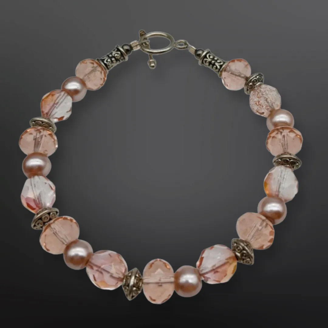 Pink Beaded, Bracelet - Spare Time Creations
