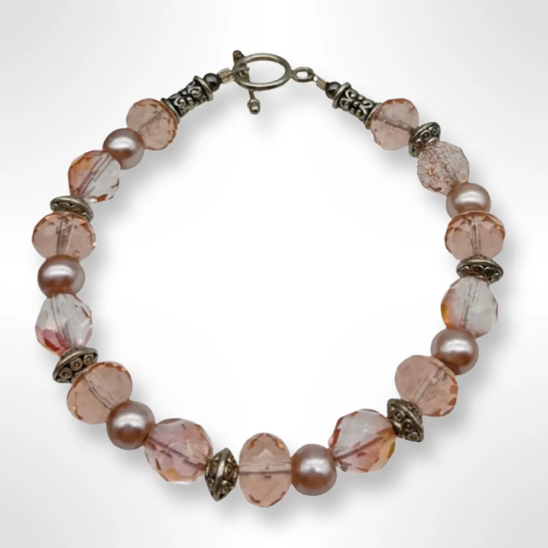 Pink Beaded, Bracelet - Spare Time Creations