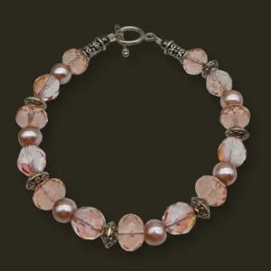 Pink Beaded, Bracelet - Spare Time Creations