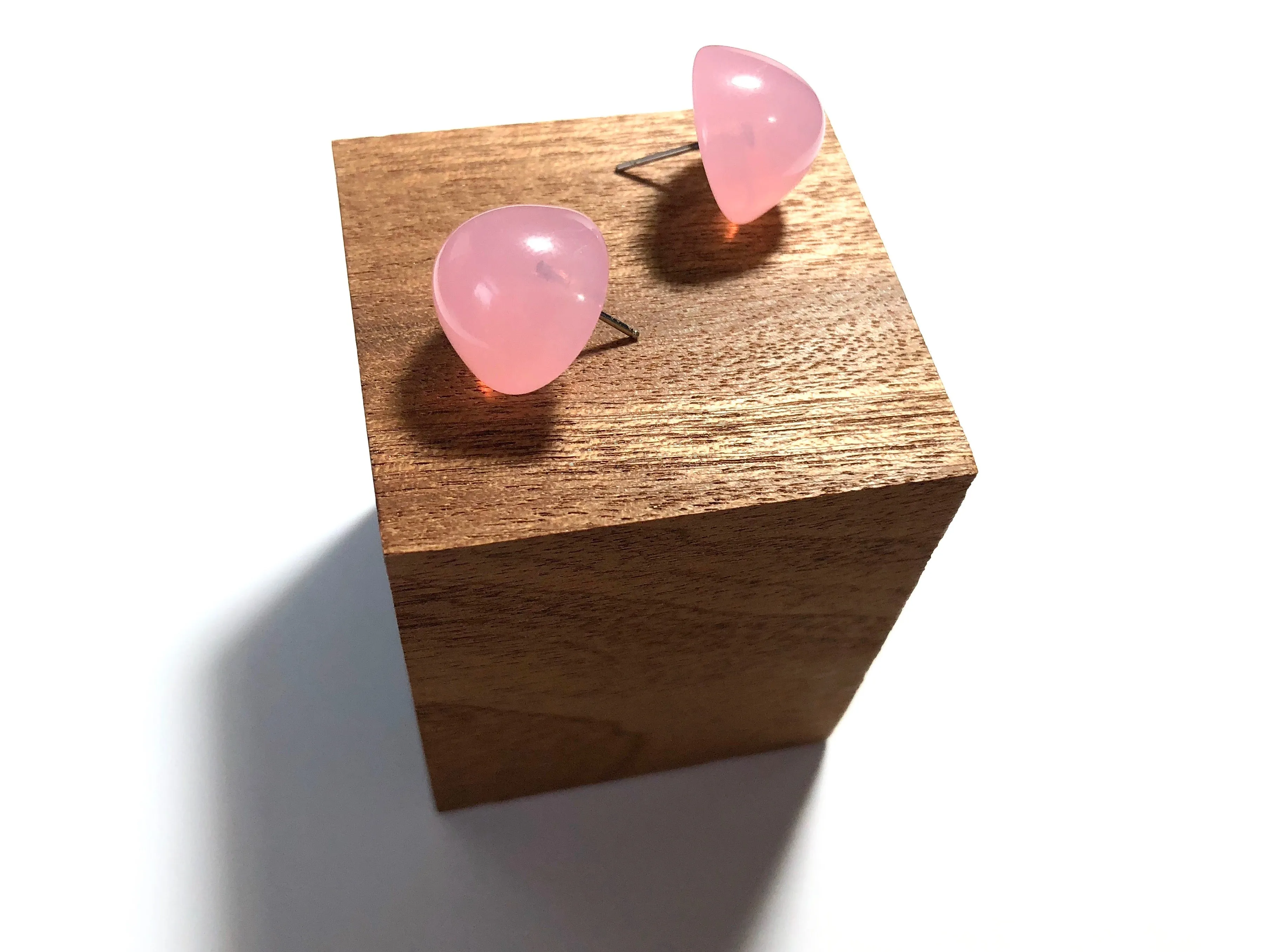 Pink Opal Large Gumdrop Stud Earrings