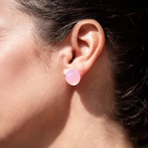Pink Opal Large Gumdrop Stud Earrings