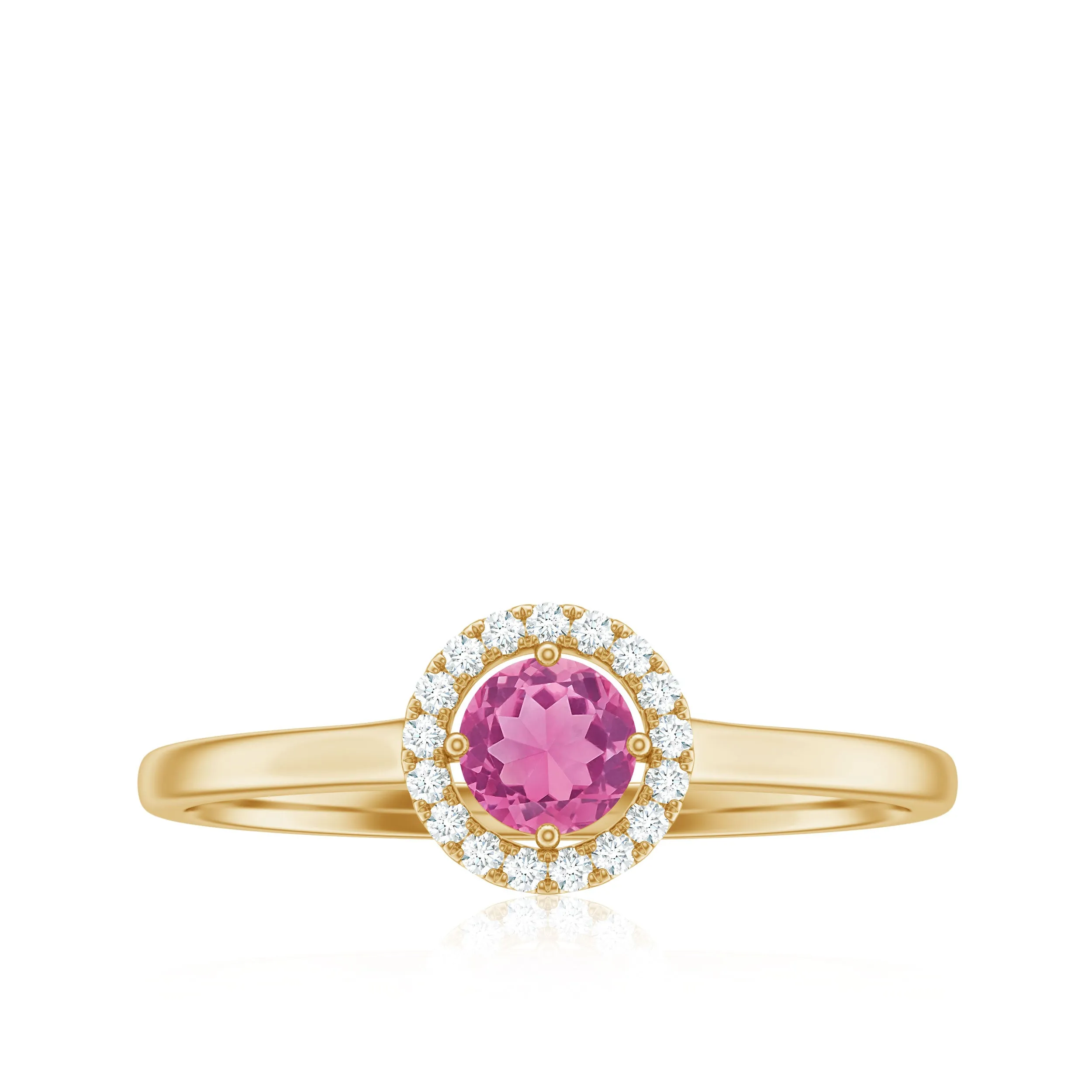 Pink Tourmaline Promise Ring with Diamond Halo