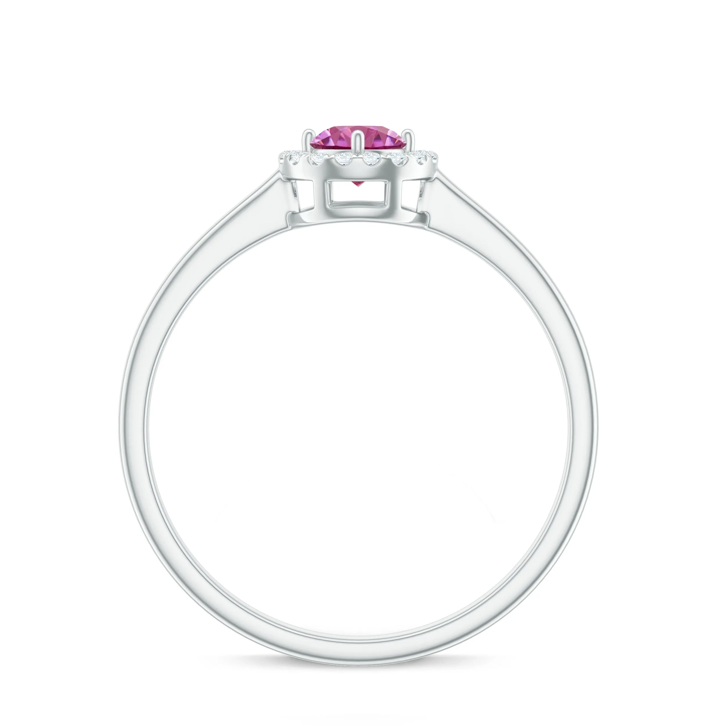 Pink Tourmaline Promise Ring with Diamond Halo