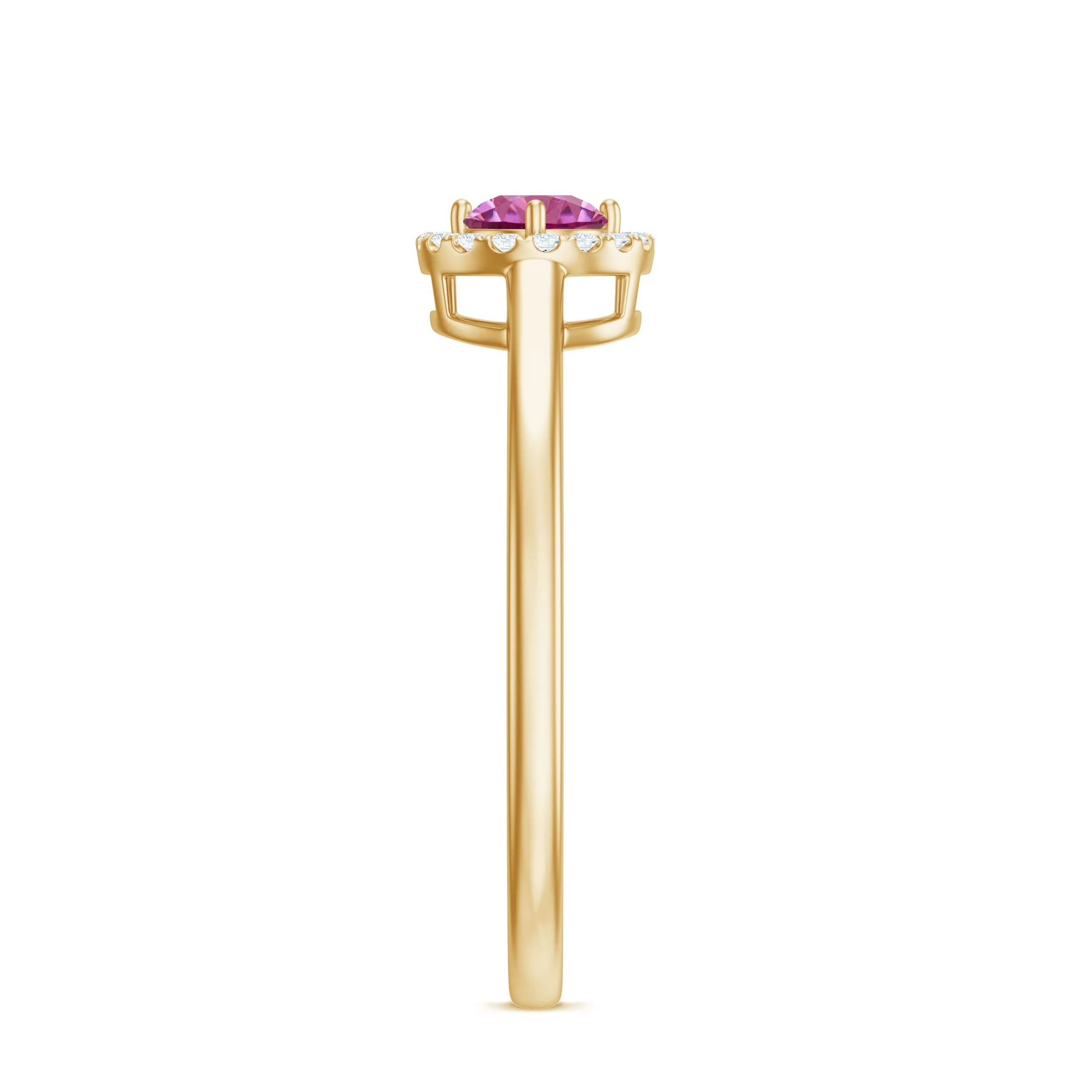 Pink Tourmaline Promise Ring with Diamond Halo