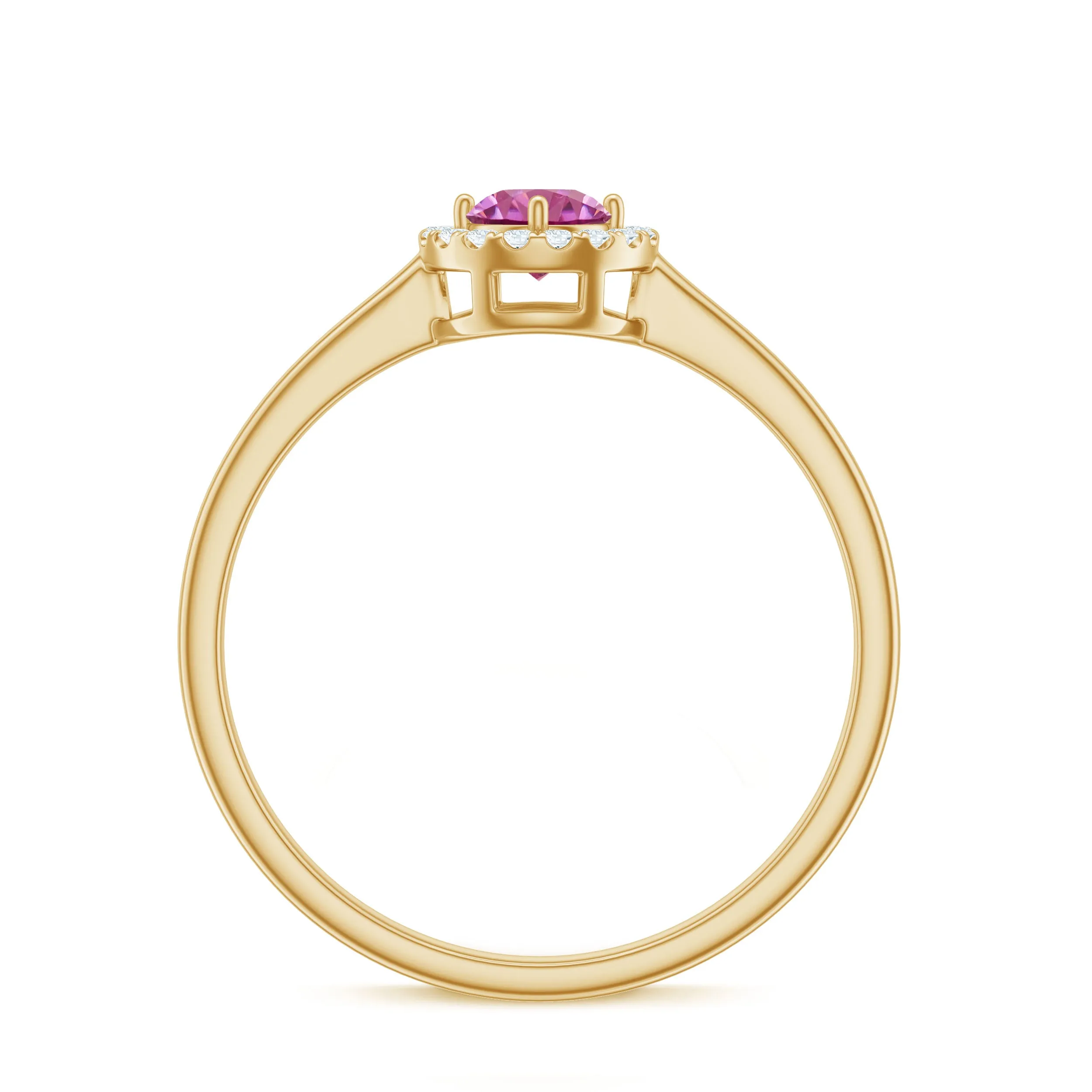 Pink Tourmaline Promise Ring with Diamond Halo