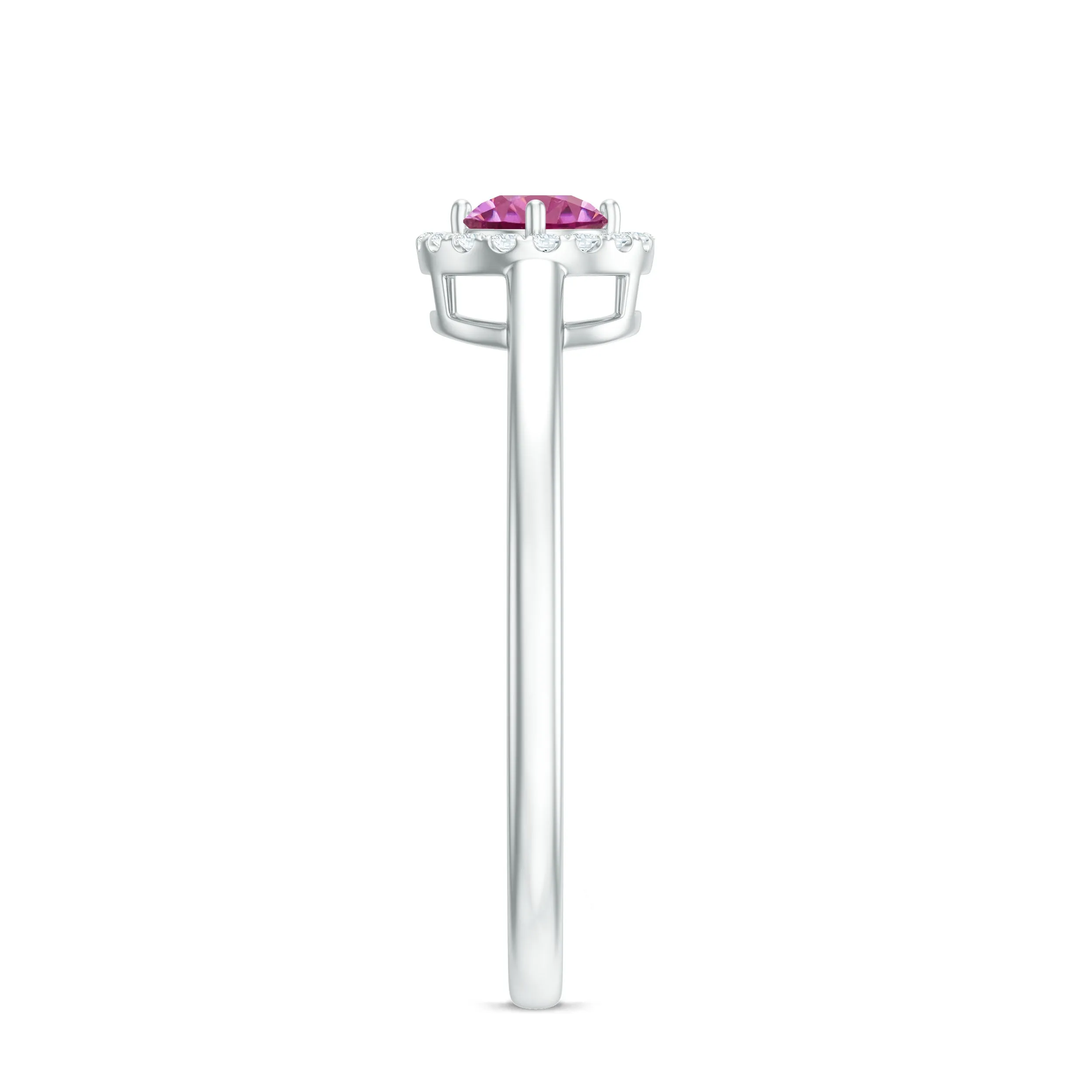 Pink Tourmaline Promise Ring with Diamond Halo
