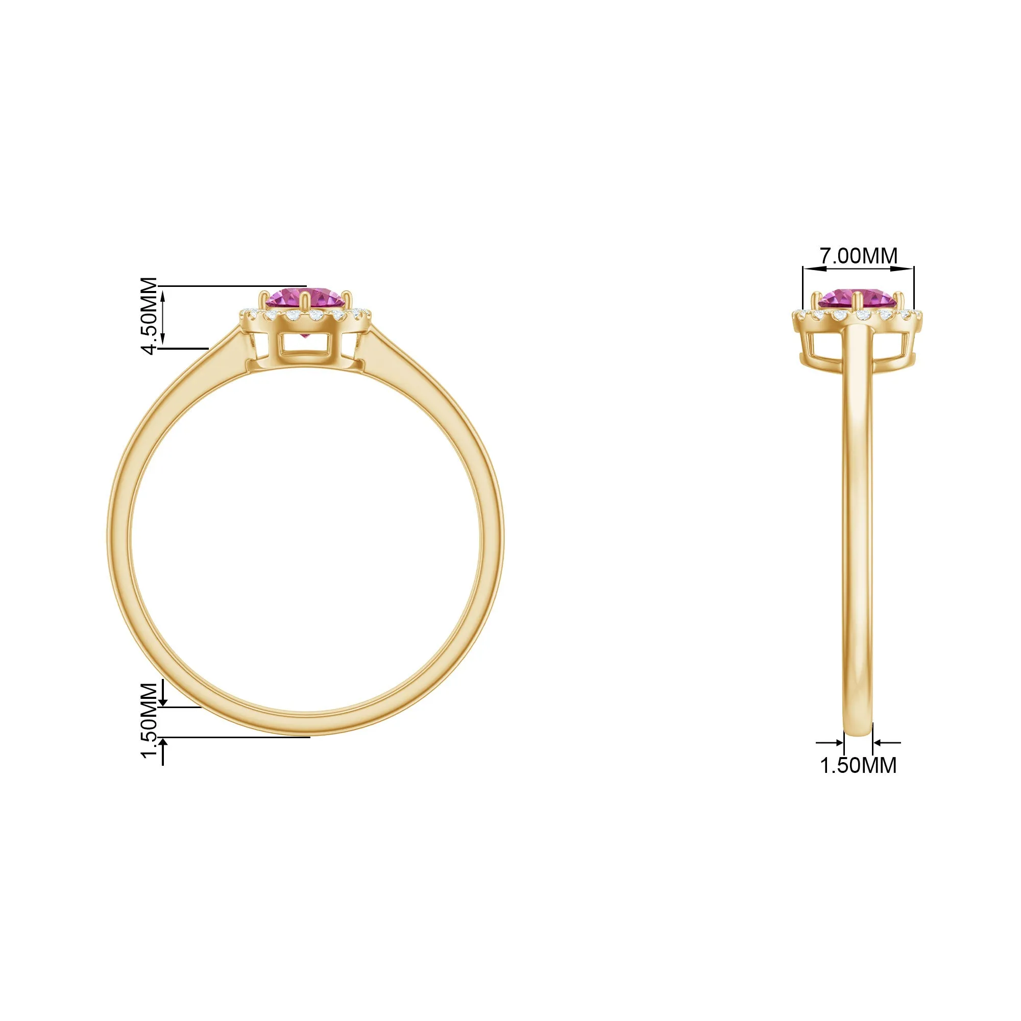 Pink Tourmaline Promise Ring with Diamond Halo