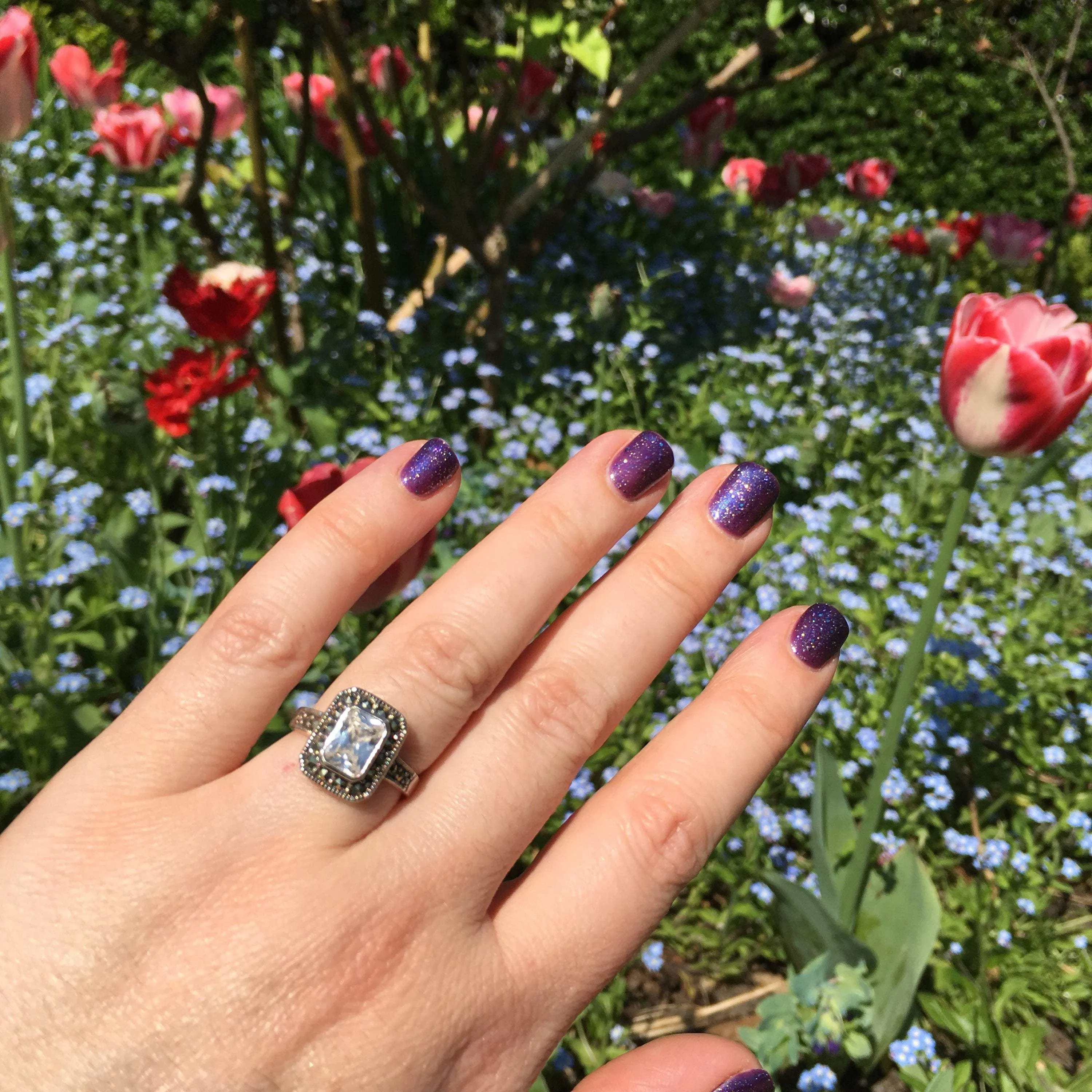 Princess Solitaire Ring Silver Clear Crystal