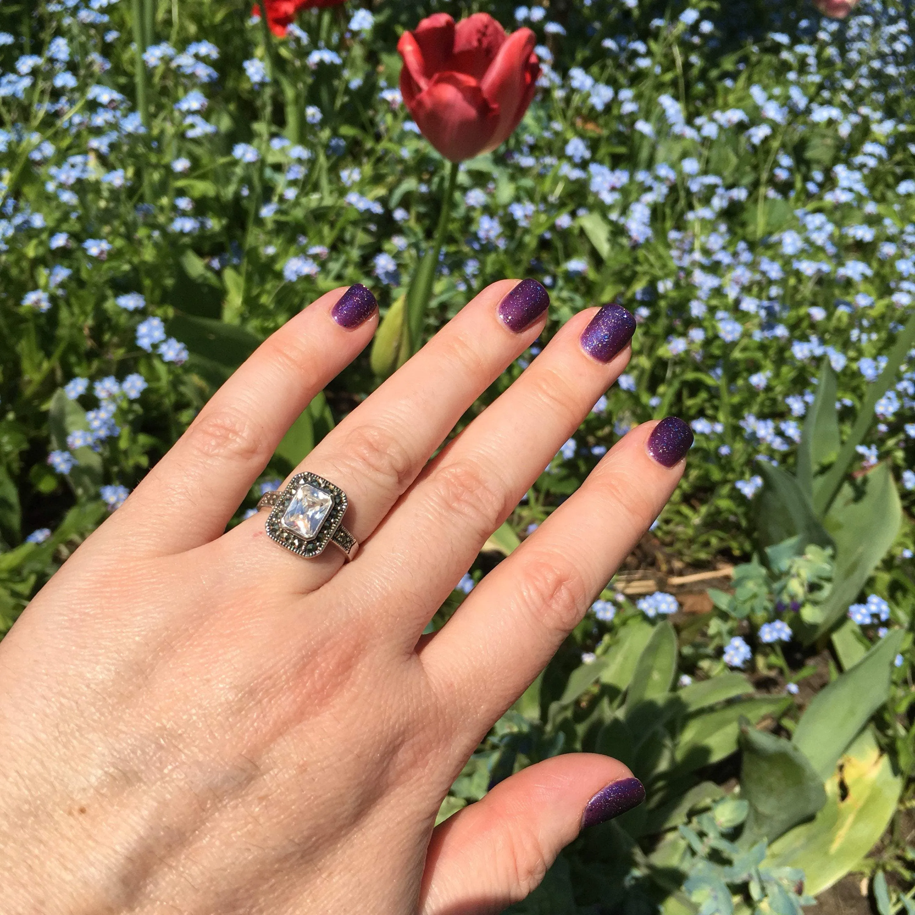 Princess Solitaire Ring Silver Clear Crystal