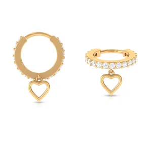 Real Diamond Eternity Heart Dangle Hoop Earring