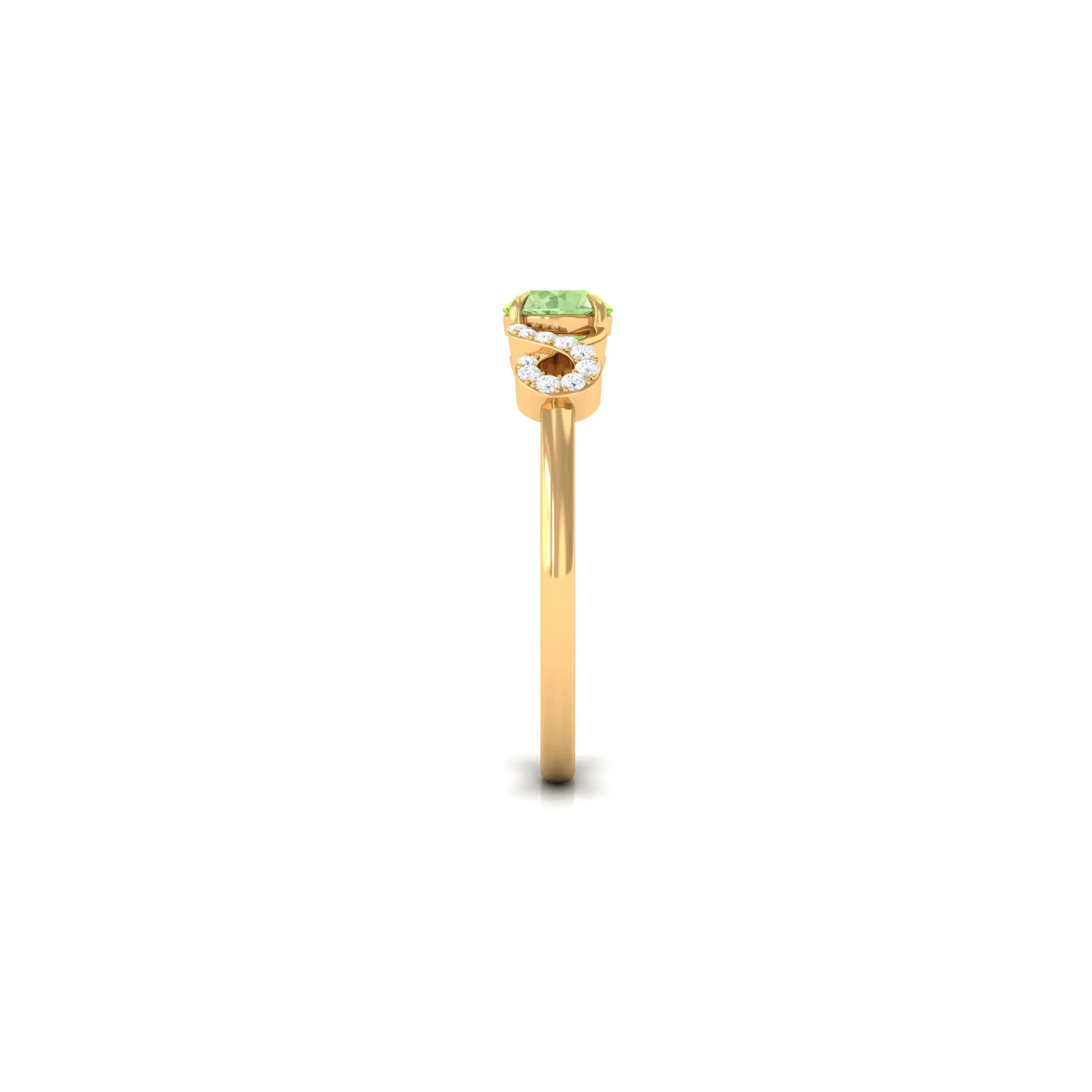 Real Green Sapphire and Diamond Criss Cross Promise Ring