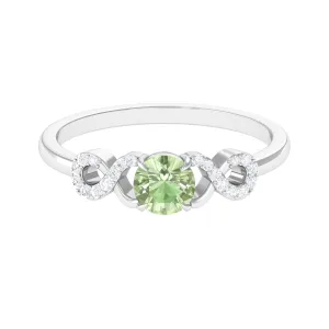 Real Green Sapphire and Diamond Criss Cross Promise Ring