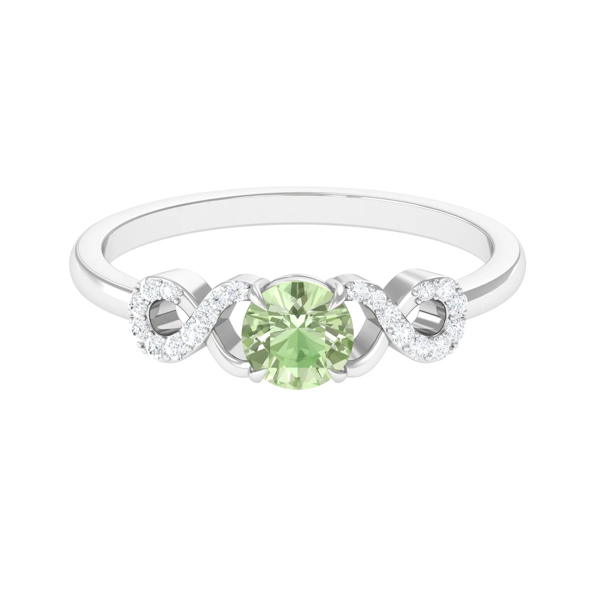 Real Green Sapphire and Diamond Criss Cross Promise Ring