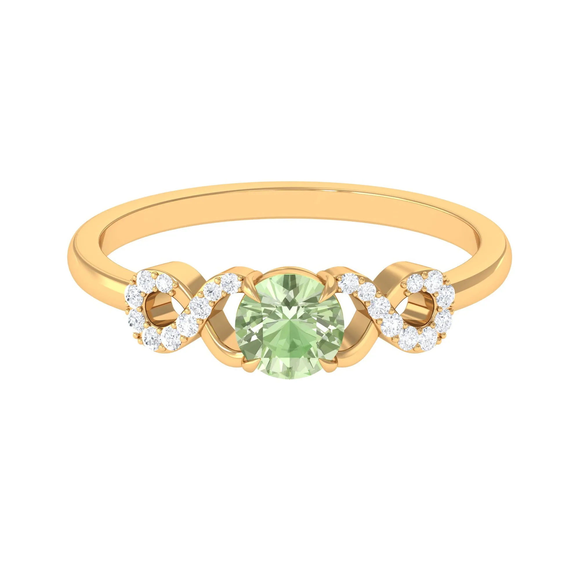Real Green Sapphire and Diamond Criss Cross Promise Ring