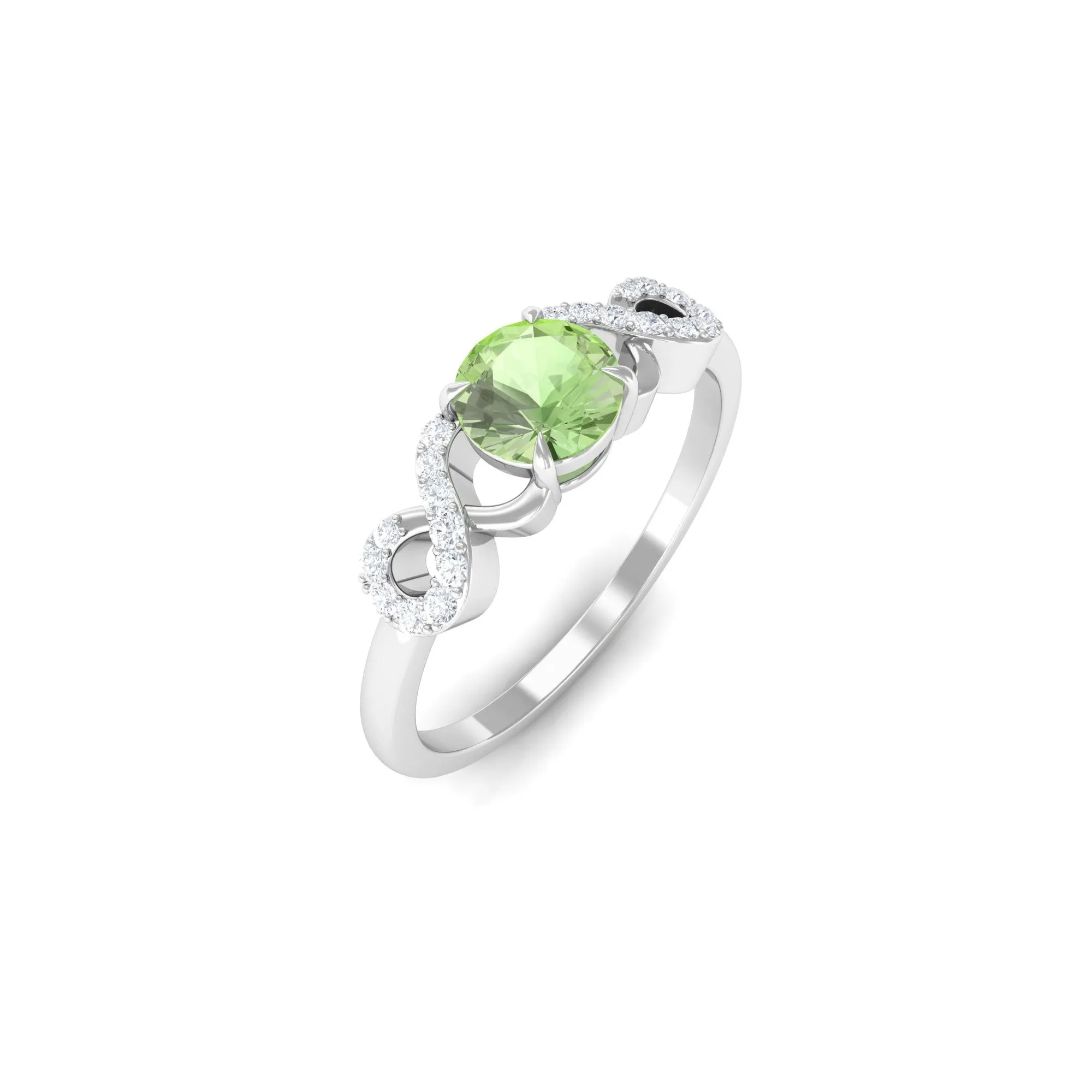 Real Green Sapphire and Diamond Criss Cross Promise Ring