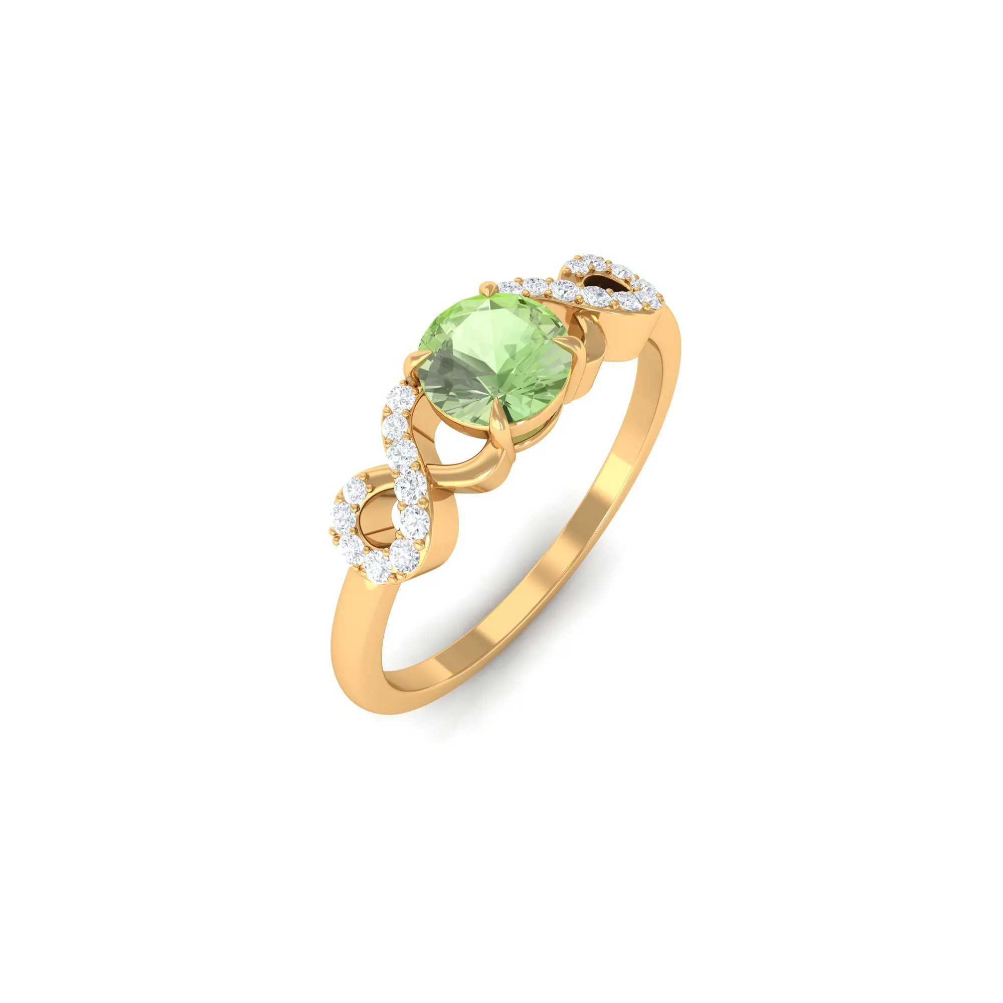 Real Green Sapphire and Diamond Criss Cross Promise Ring
