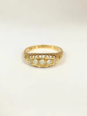 Reserved Antique, 18ct Gold, 5 stone Diamond Ring, Hallmarked 18ct Gold, Birmingham, 1863