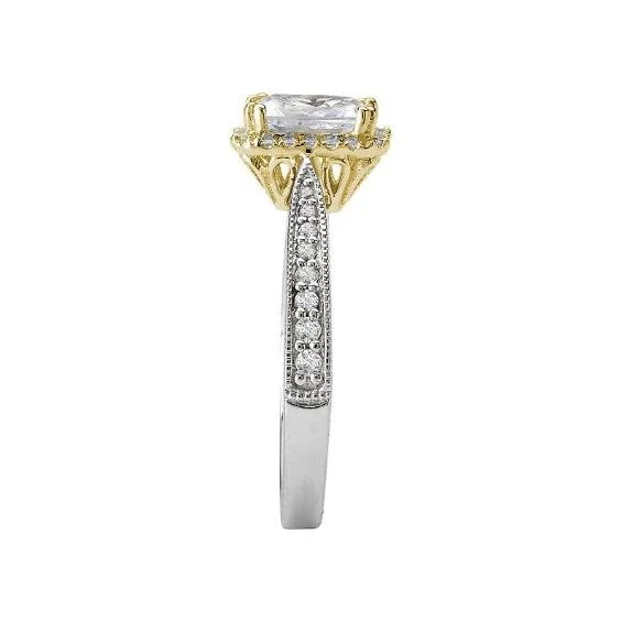 Romance Two-Tone Halo Semi-Mount Ring