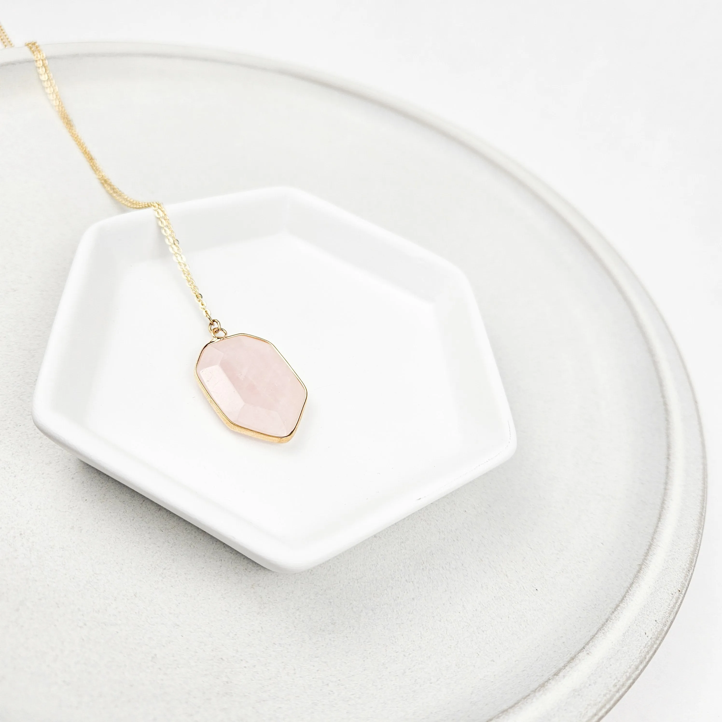 Rose Quartz Crystal Shield Necklace