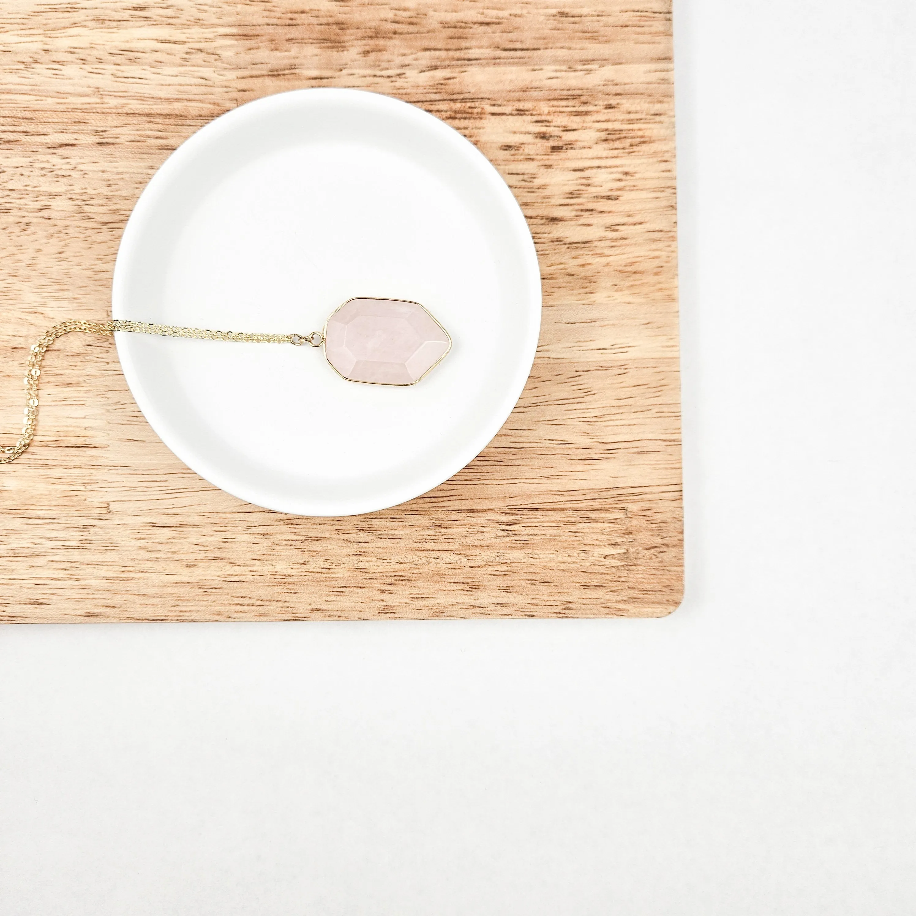 Rose Quartz Crystal Shield Necklace