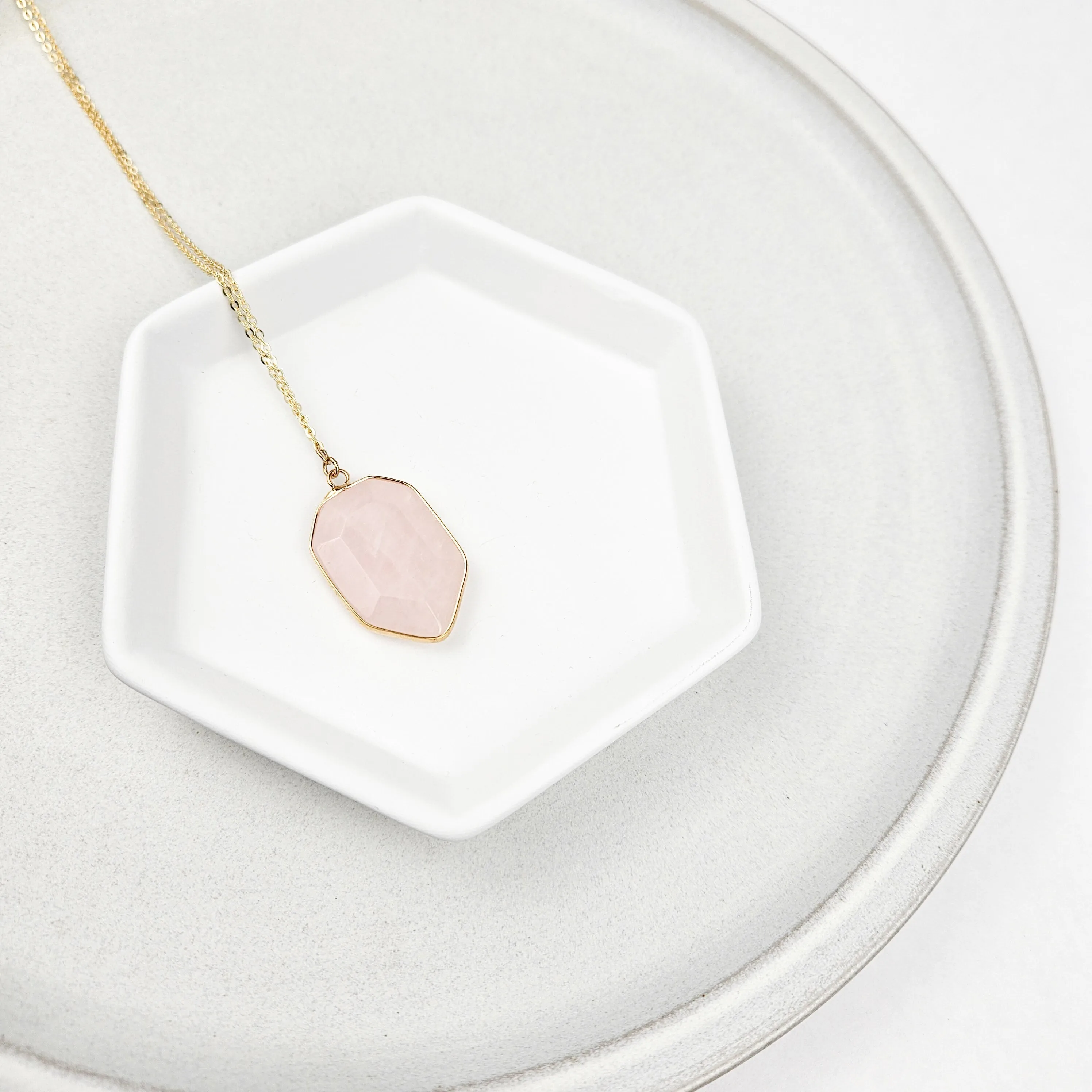 Rose Quartz Crystal Shield Necklace
