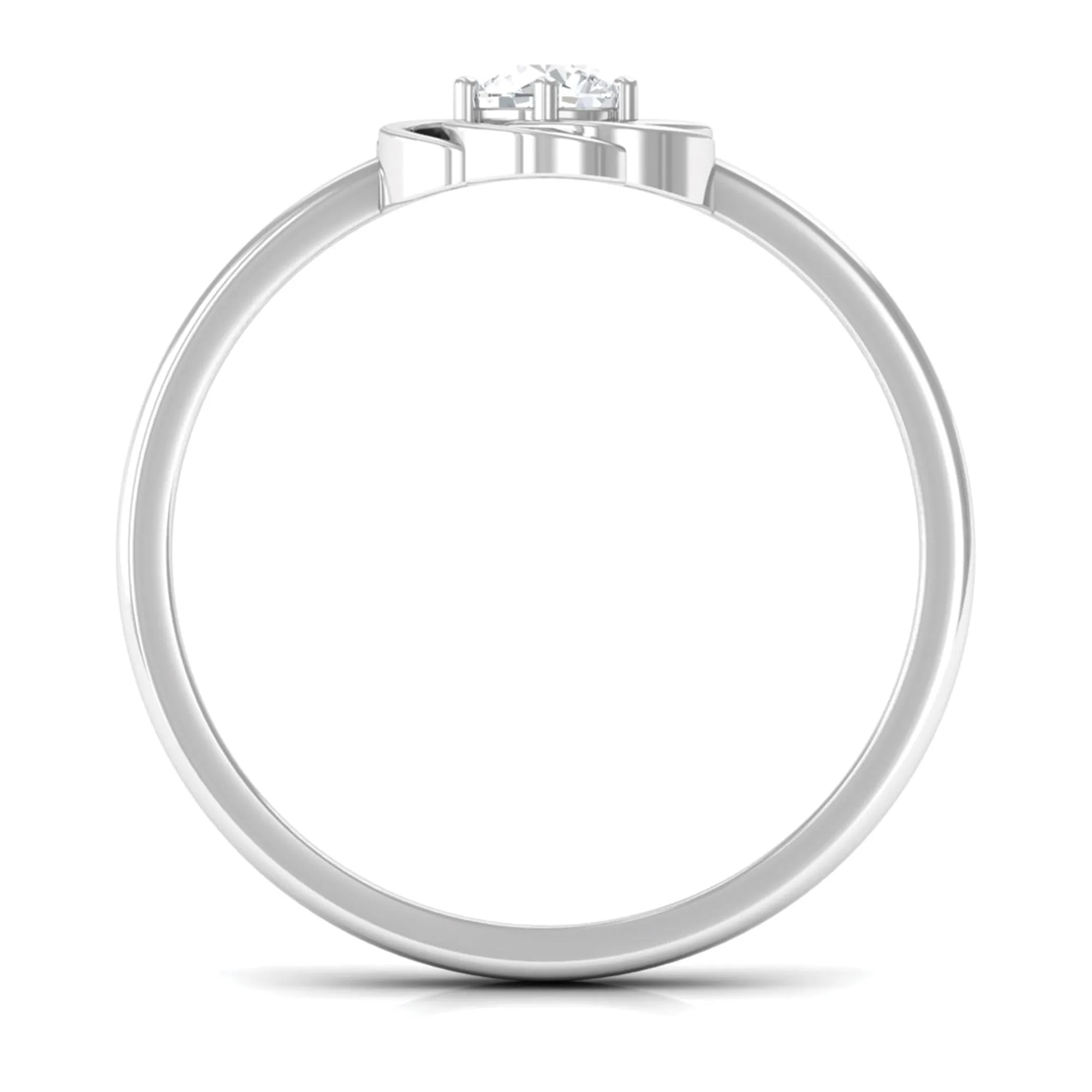 Round Cut Solitaire Diamond Braided Flower Engagement Ring