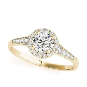 Round Halo Diamond Engagement Mounting with Tapered Sides in Yellow Gold