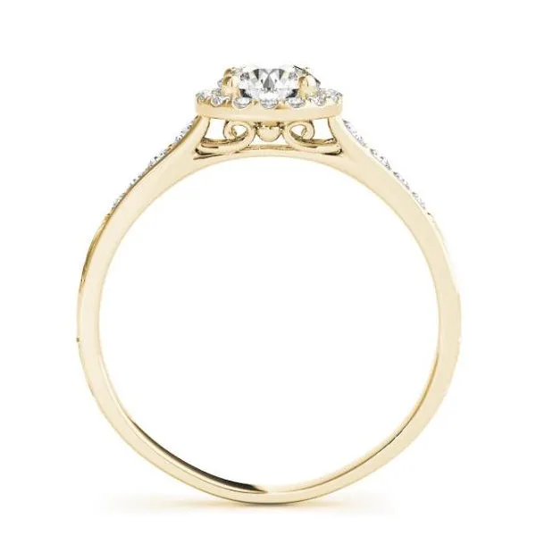 Round Halo Diamond Engagement Mounting with Tapered Sides in Yellow Gold