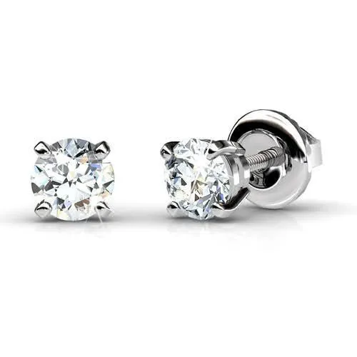 Running out 1.00CT Round Cut Diamond Stud Earrings in 14KT White Gold